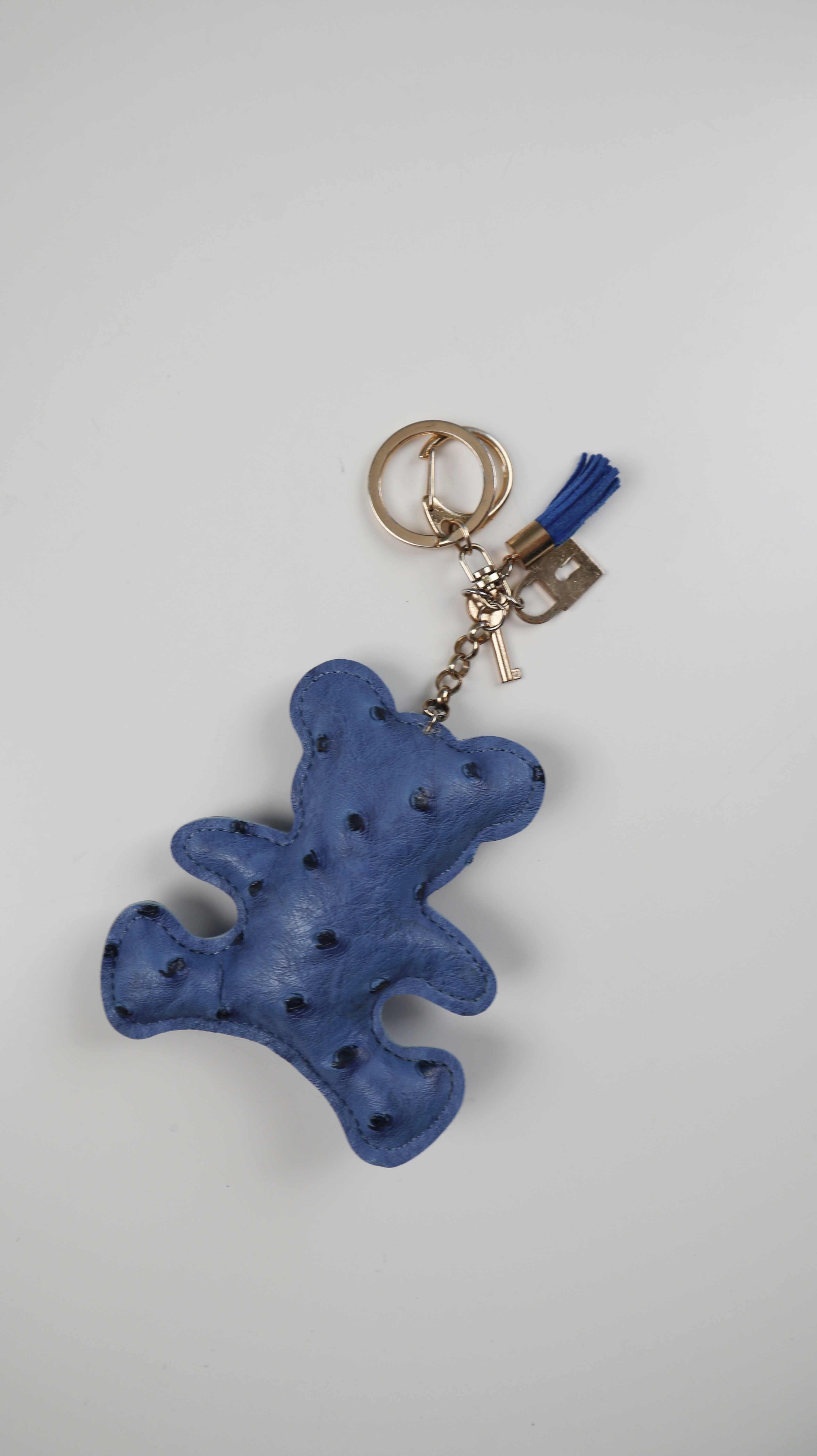 Charm Anhänger blau Teddy Leder Schlüsselanhänger