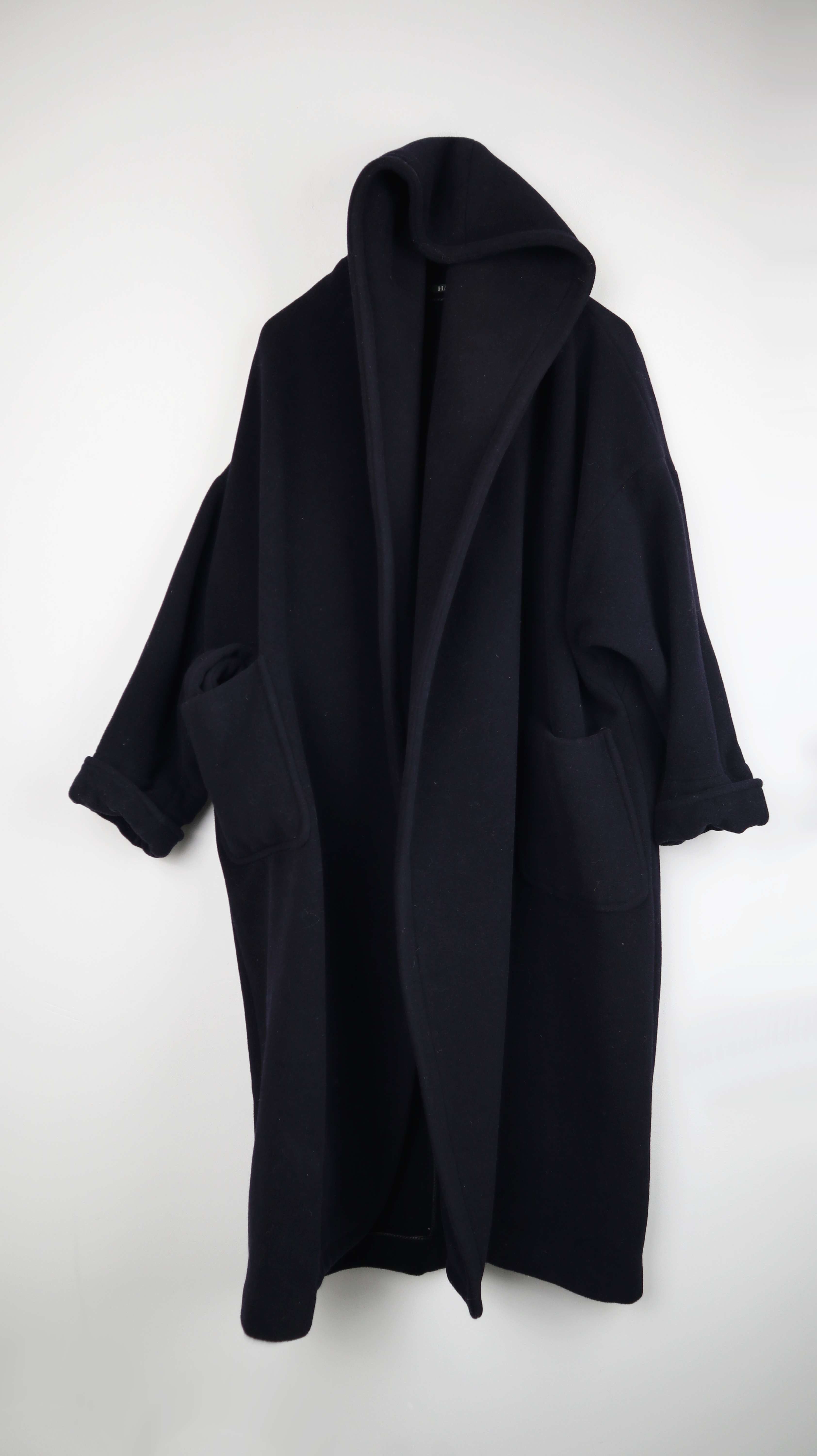 The Hackbarths Mantel Wollmantel Dunkelblau 40 L Kapuzenmantel