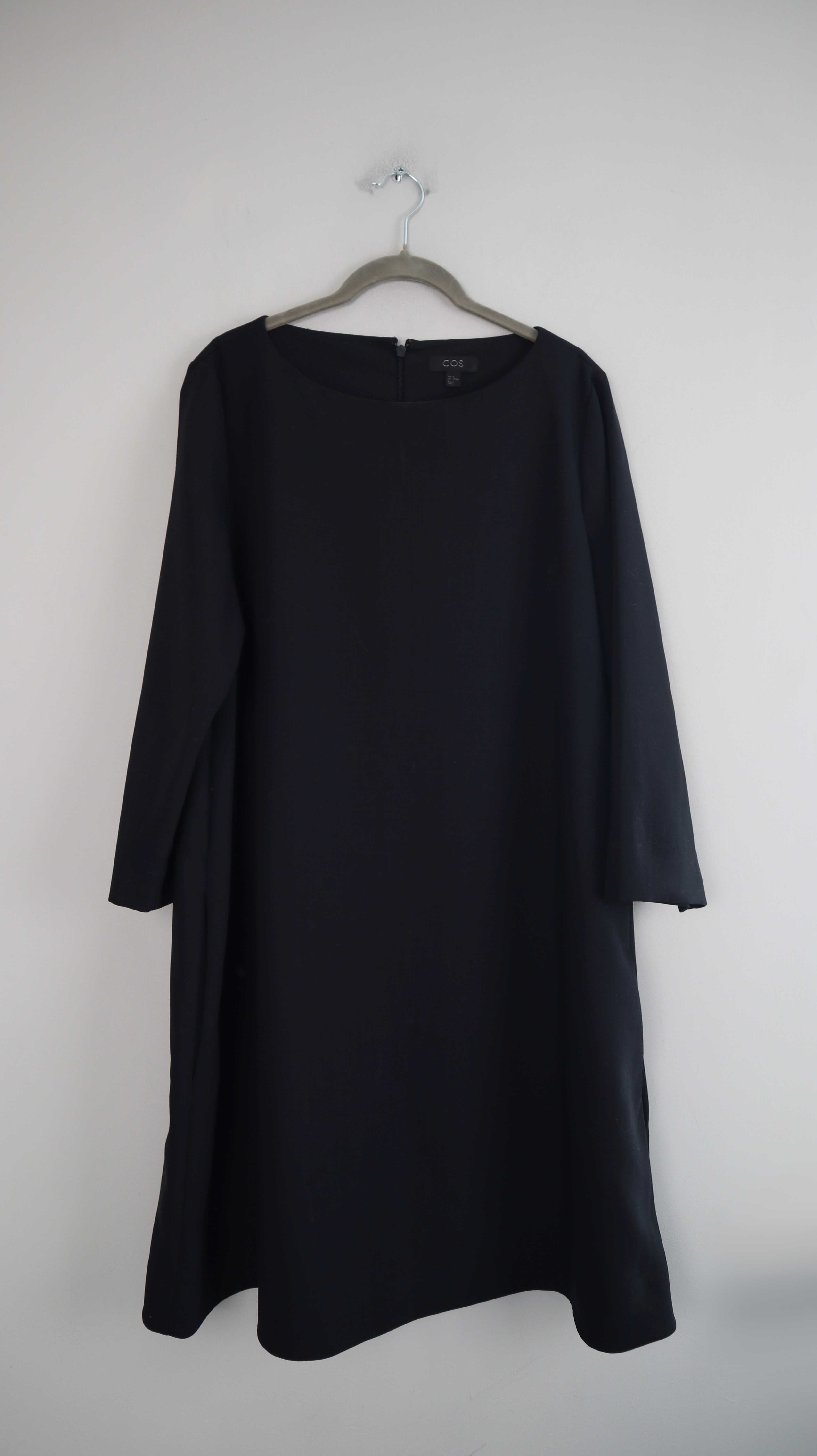 COS Kleid Blau Wolle Wollkleid 42 Dunkelblau Midi Midikleid