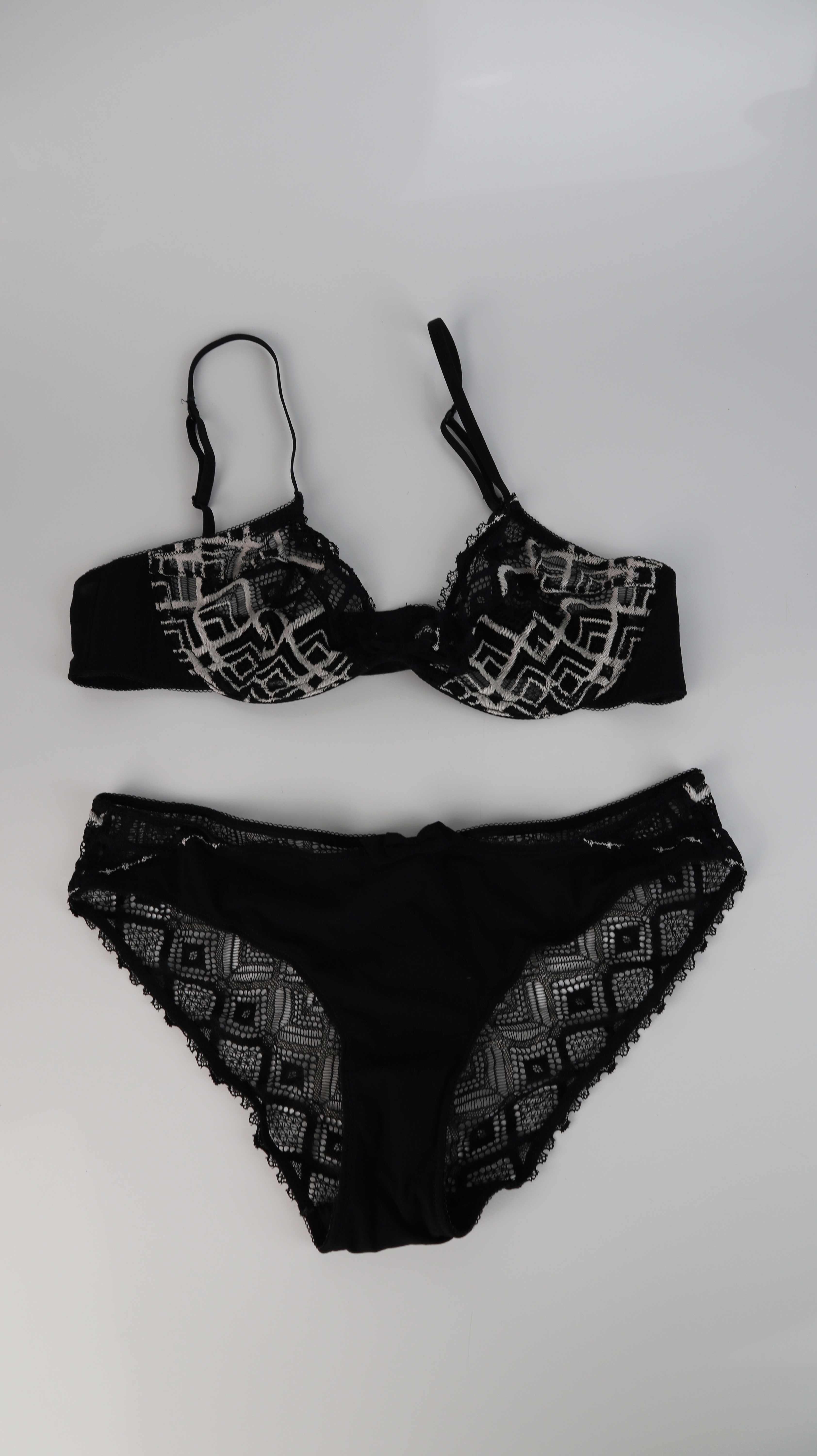 &other stories Set BH Unterwäsche schwarz weiß 75 B Slip