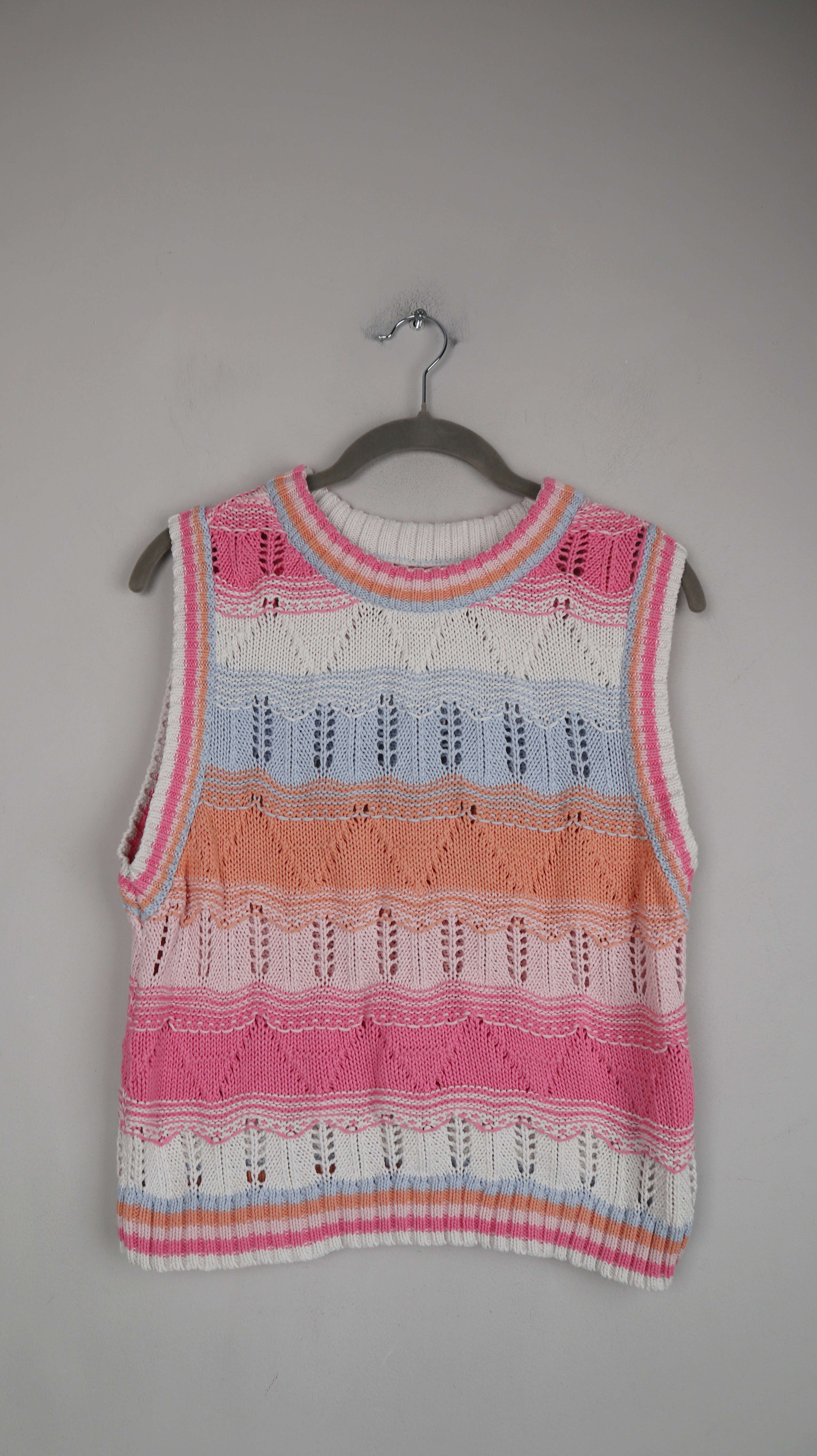 Only Weste 38 M rosa blau Strickweste Pullunder gestrickt