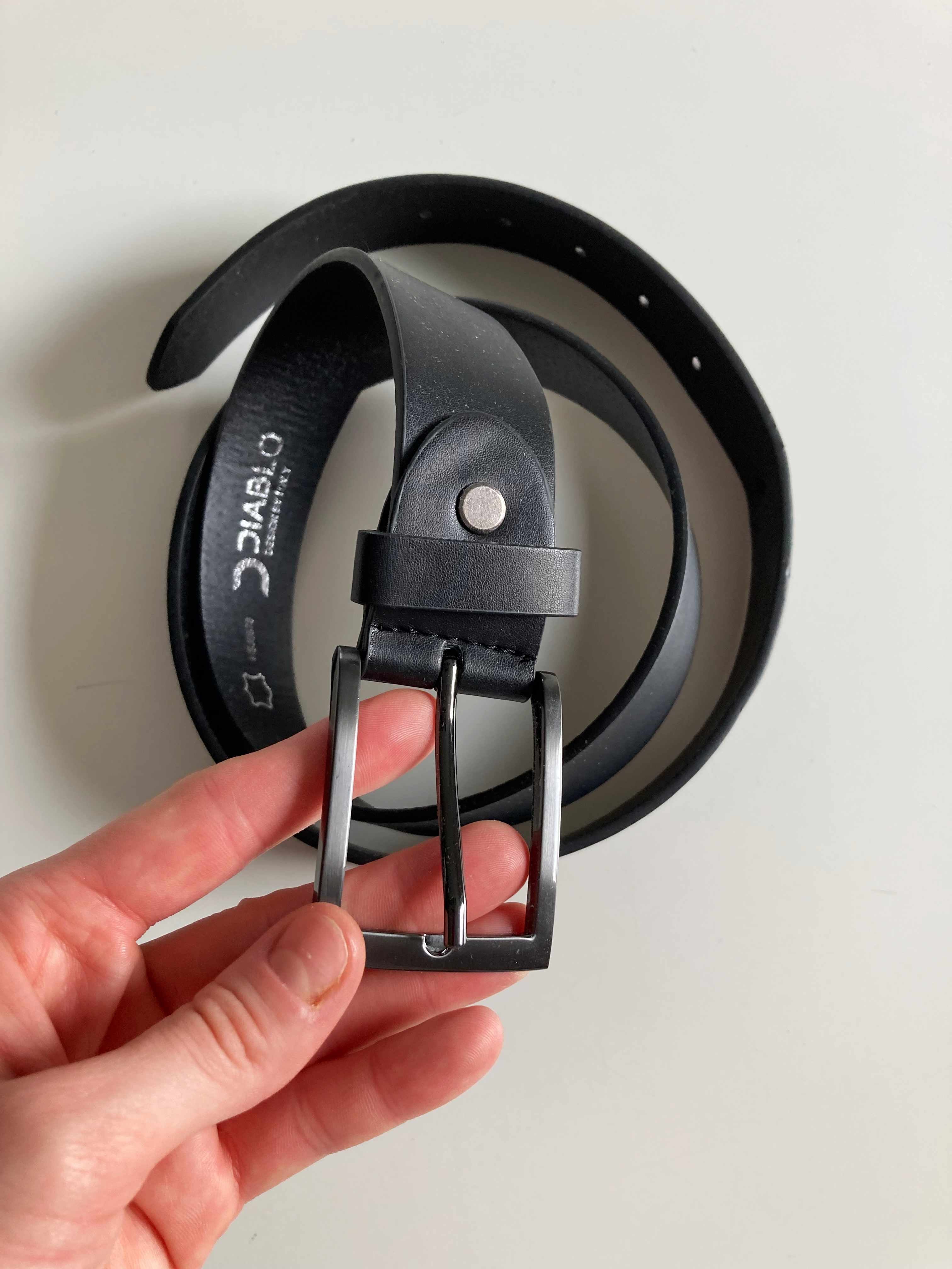 Diablo Gürtel schwarz Ledergürtel Schnalle silber basic