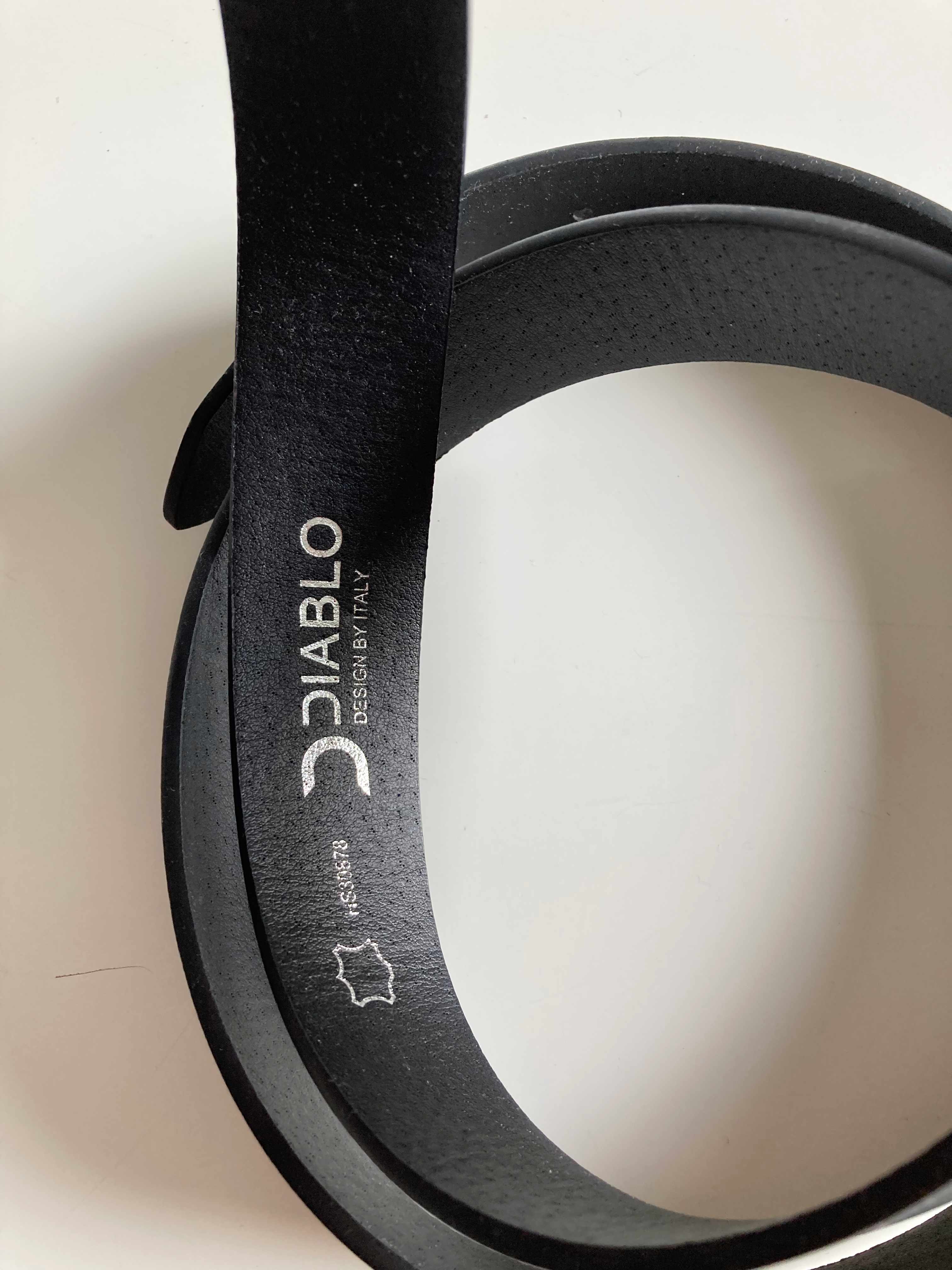 Diablo Gürtel schwarz Ledergürtel Schnalle silber basic