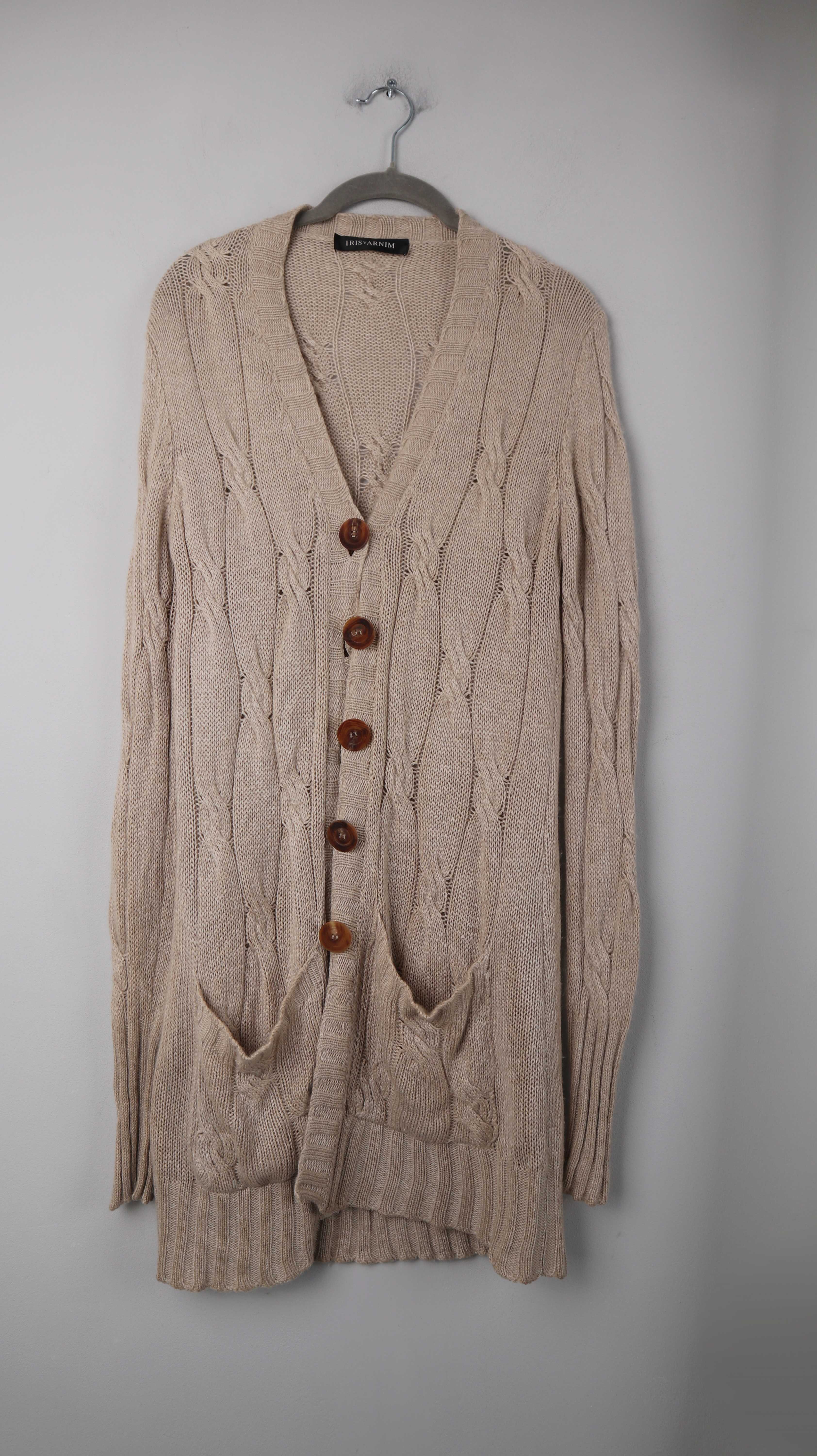 Iris von Arnim Strickjacke Cardigan Zopfmuster 36 S lang Cashmere Cashmerejacke