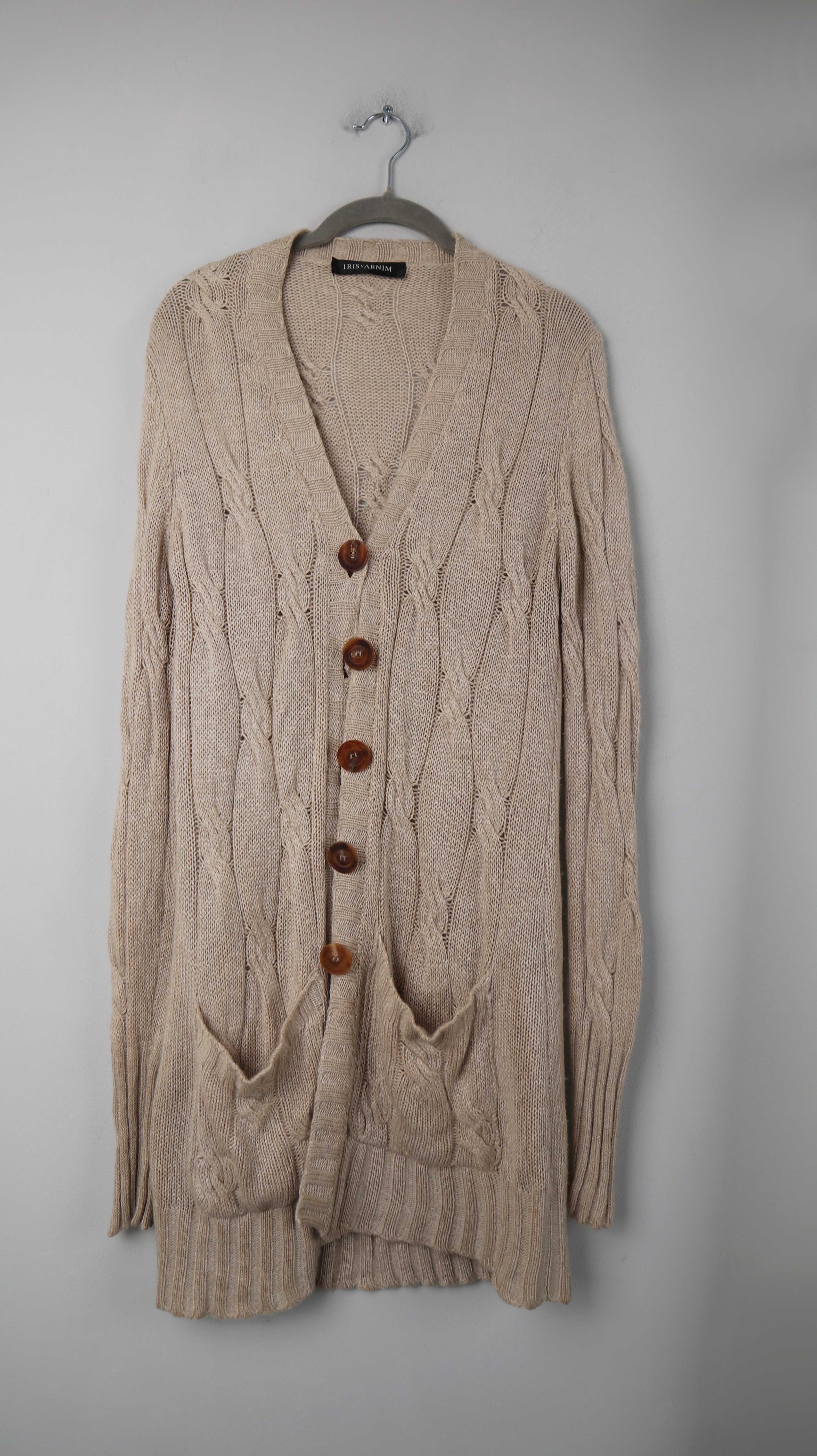 Iris von Arnim Strickjacke Cardigan Zopfmuster 36 S lang Cashmere Cashmerejacke