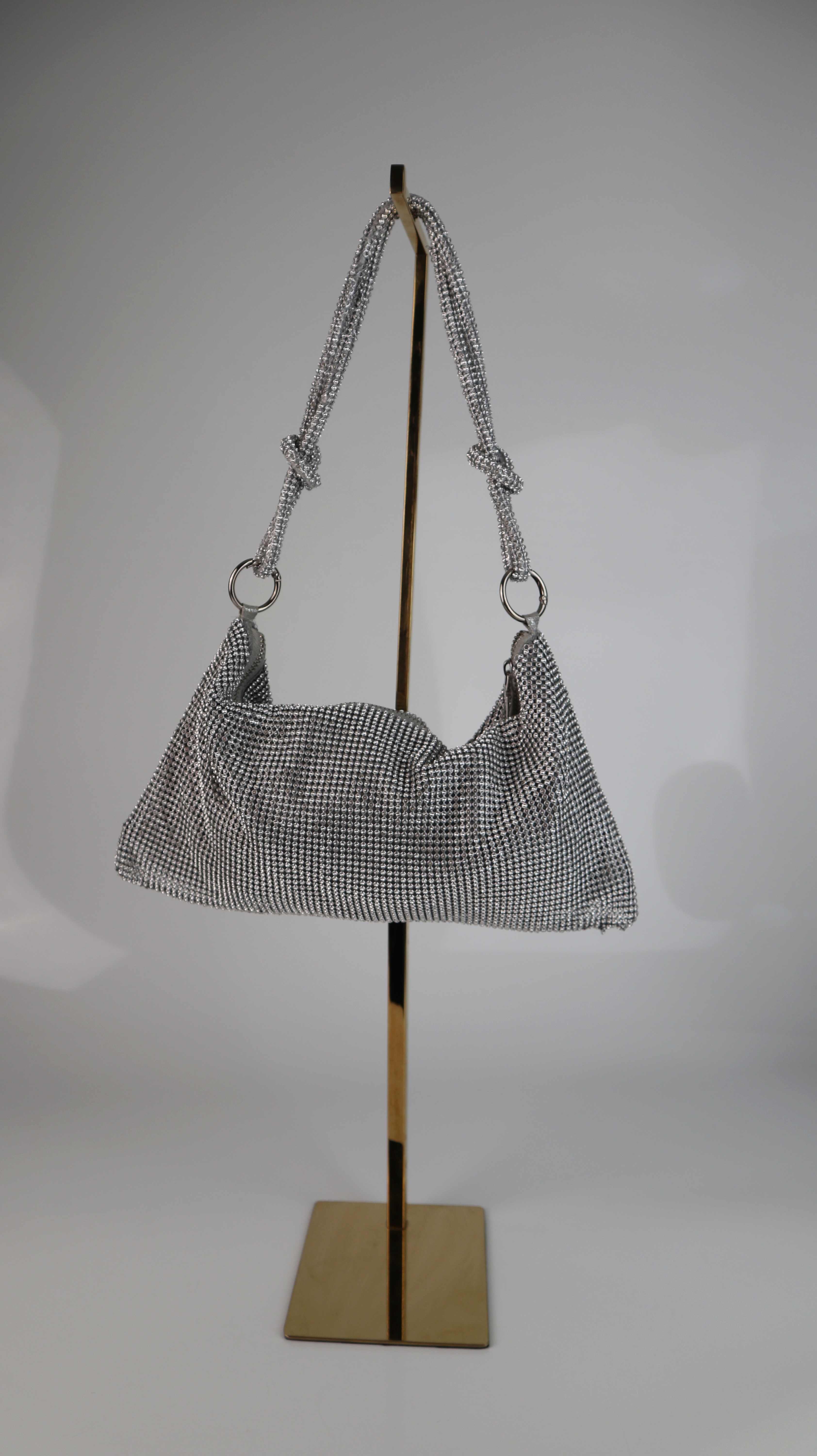 Tasche Schultertasche klein Glitzer silber Glitzertasche
