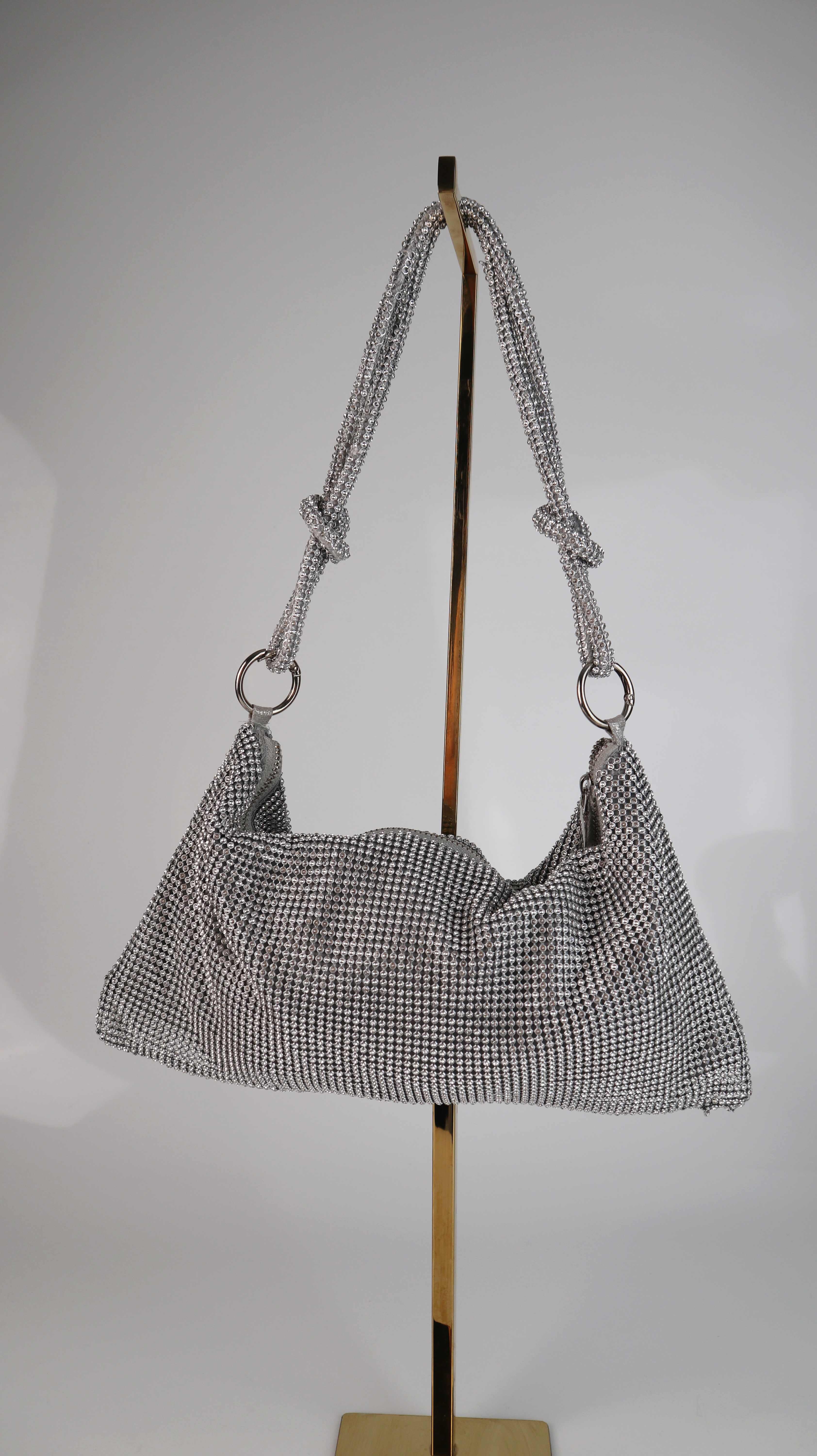Tasche Schultertasche klein Glitzer silber Glitzertasche