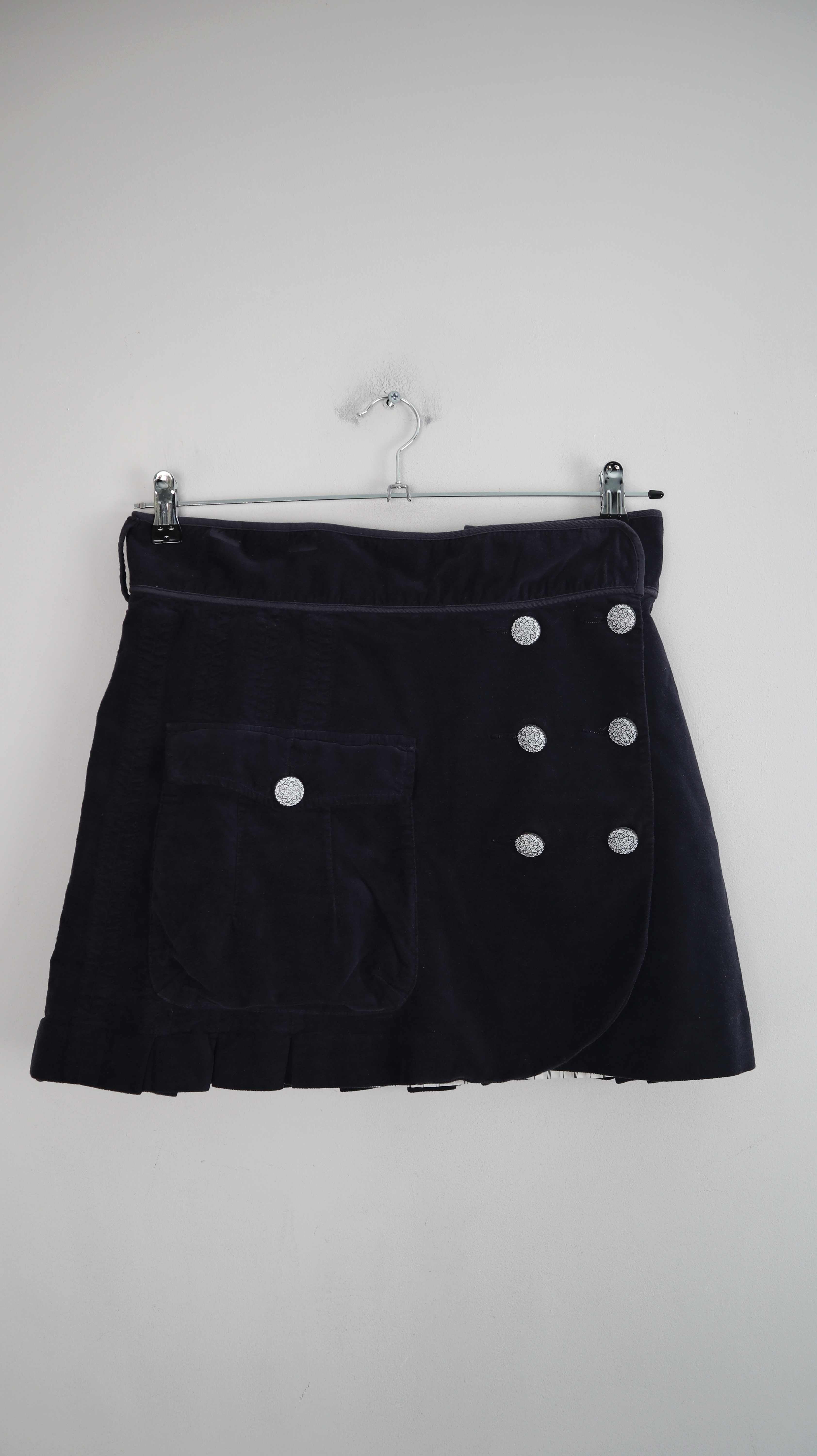 Closed Rock Samt dunkelblau Blau Wickelrock 36 S Samtrock geknöpft