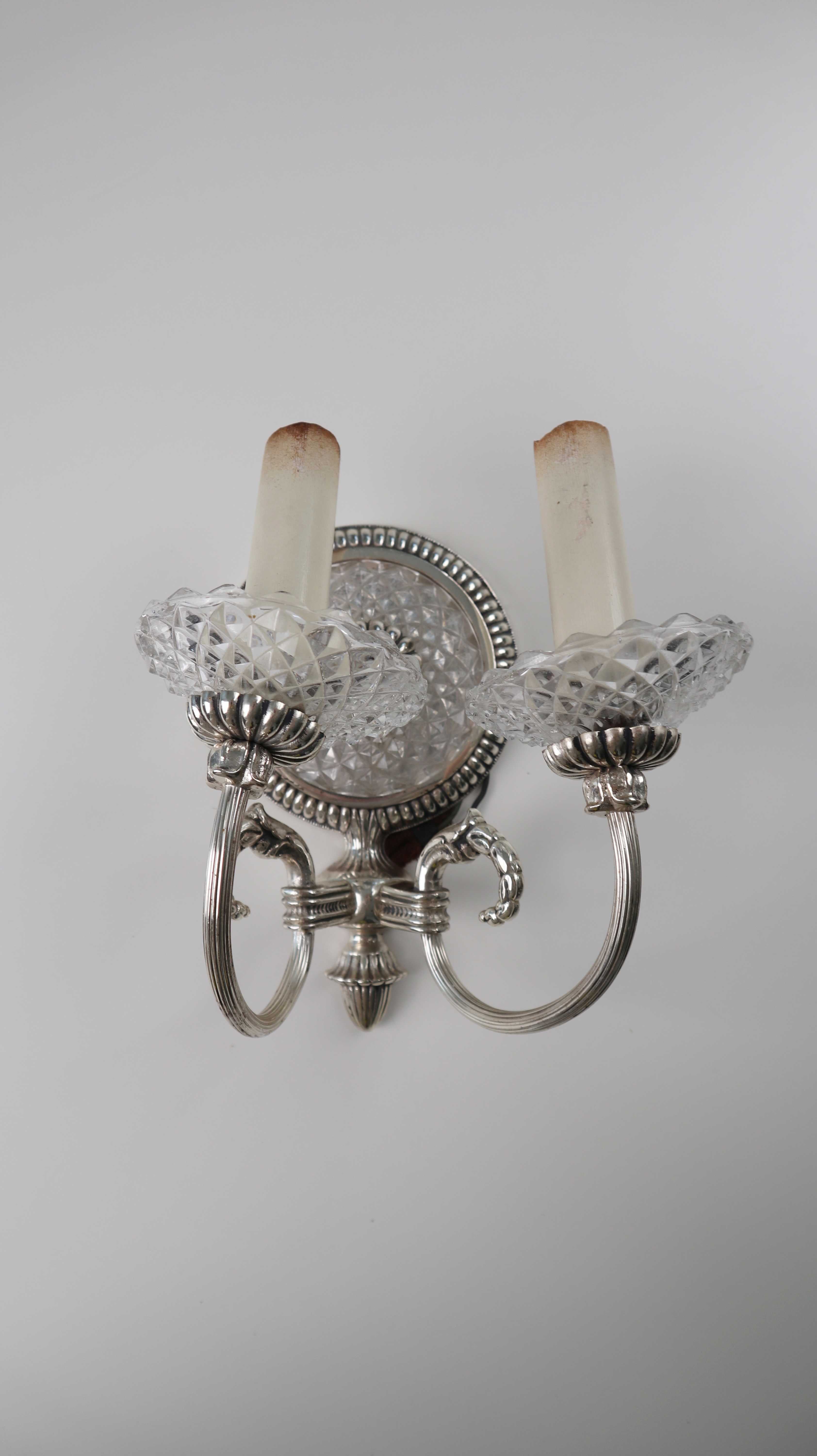Kerzenleuchter Wand Wandleuchter zwei armig Silber Glas Kronleuchter Wandlampe