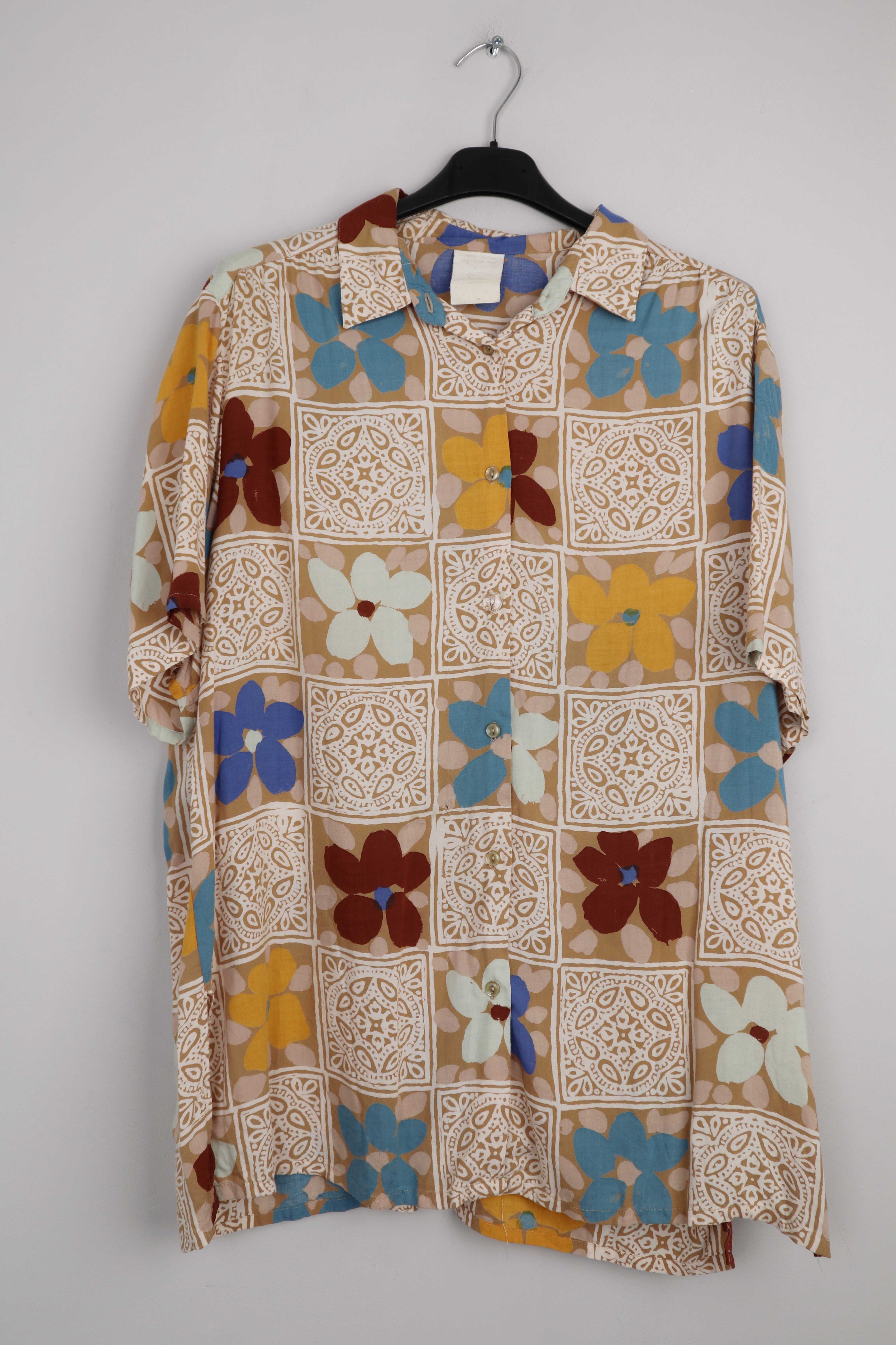 True Vintage Hemd Shirt Beige Braun M Oberteil Polo Blumen