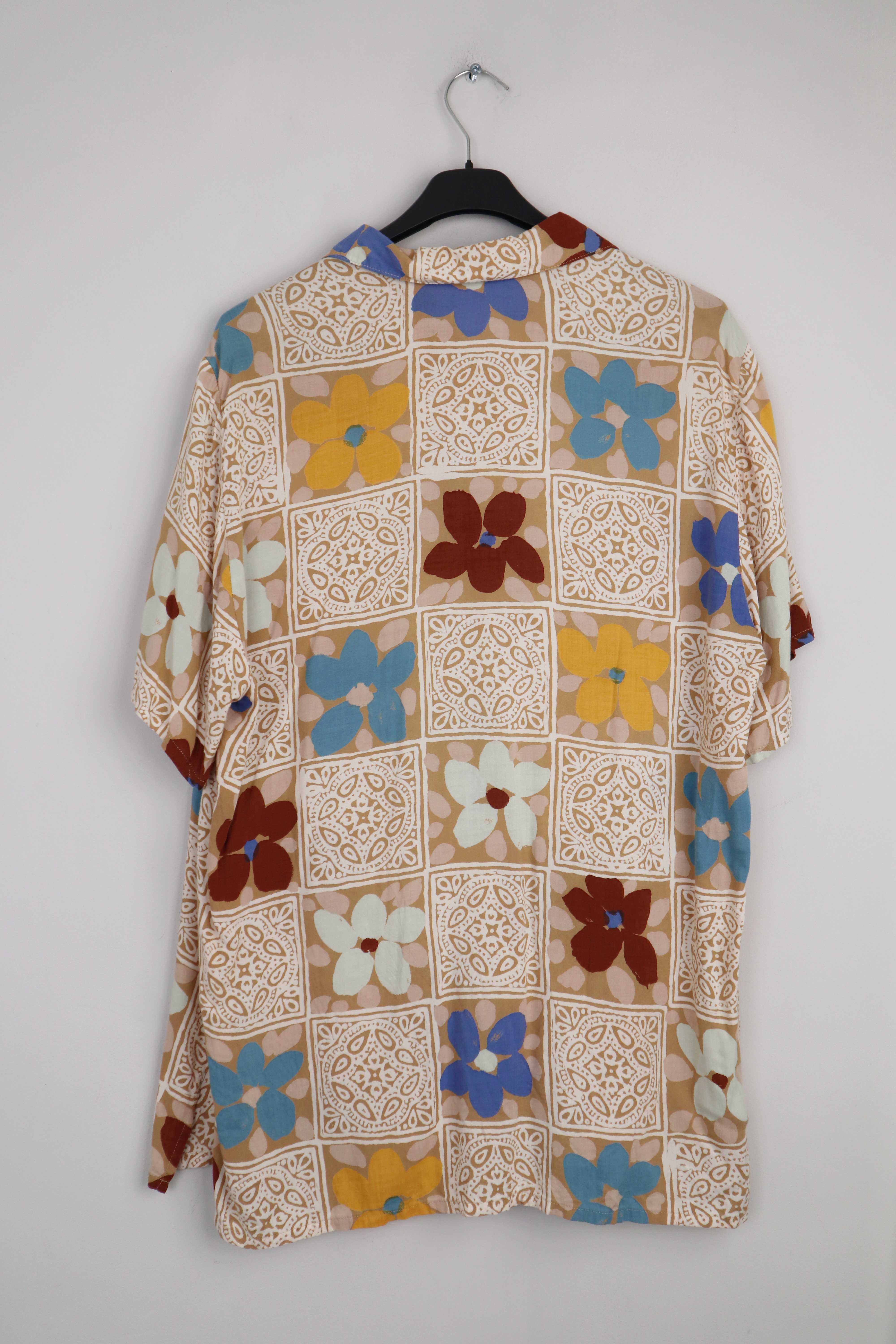 True Vintage Hemd Shirt Beige Braun M Oberteil Polo Blumen