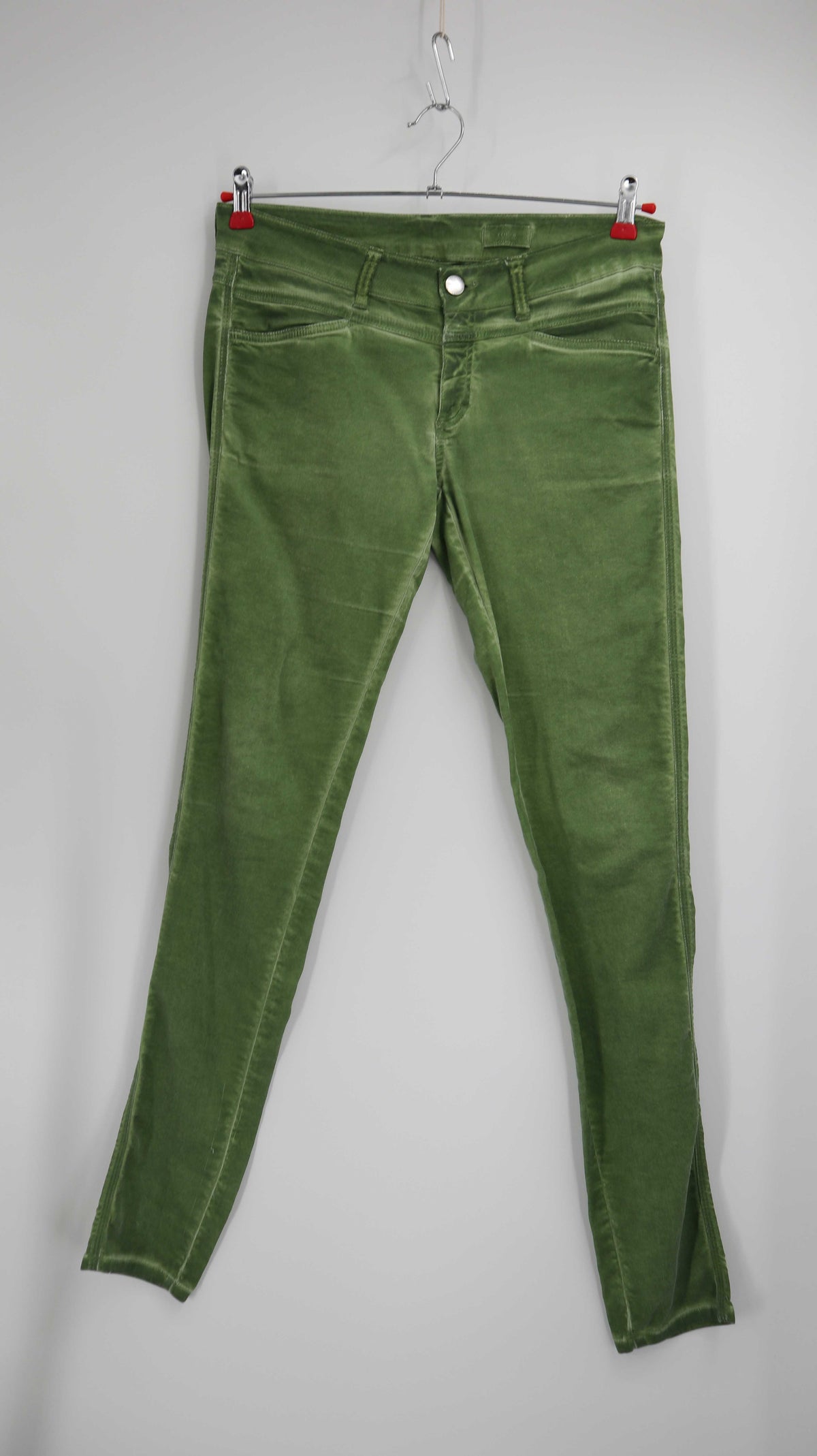 Closed Hose Grün Stoffhose skinny 30 40 L Röhrenhose