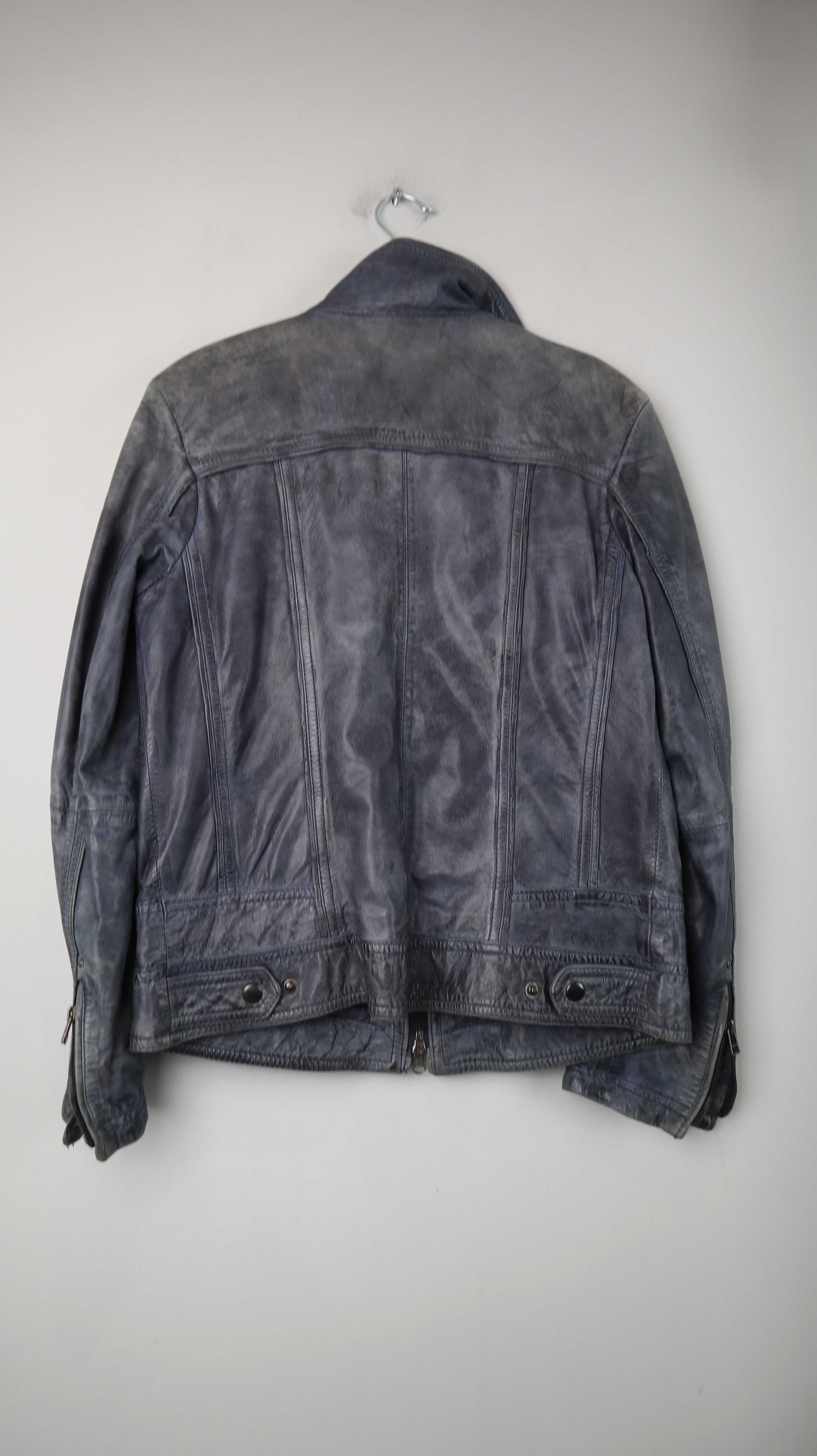 Bonita Jacke Blau Lederjacke Leder 38 M Bikerjacke Dunkelblau