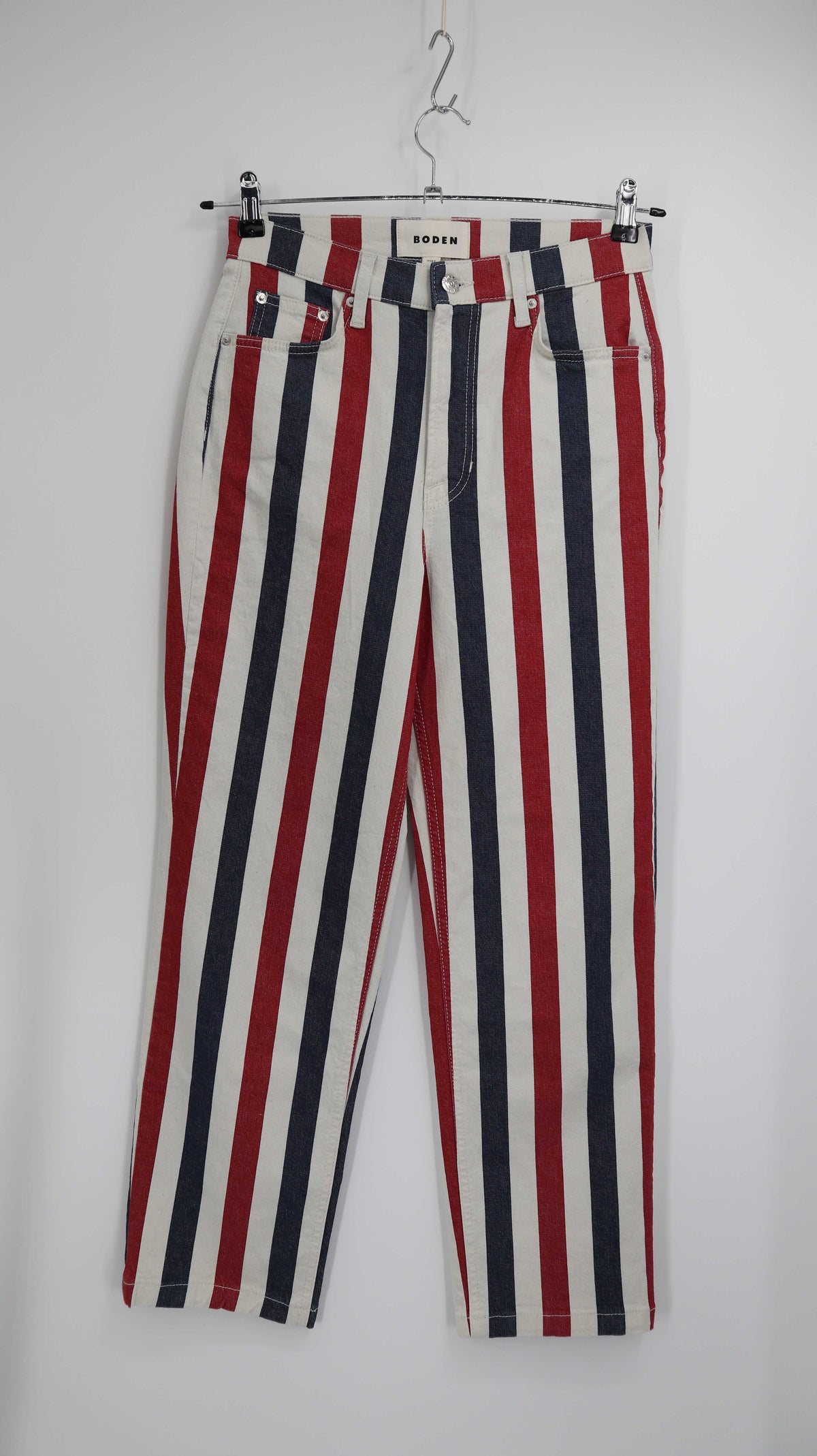 Boden Hose blau rot weiß gestreift W28 R Slim fit skinny Streifenhose