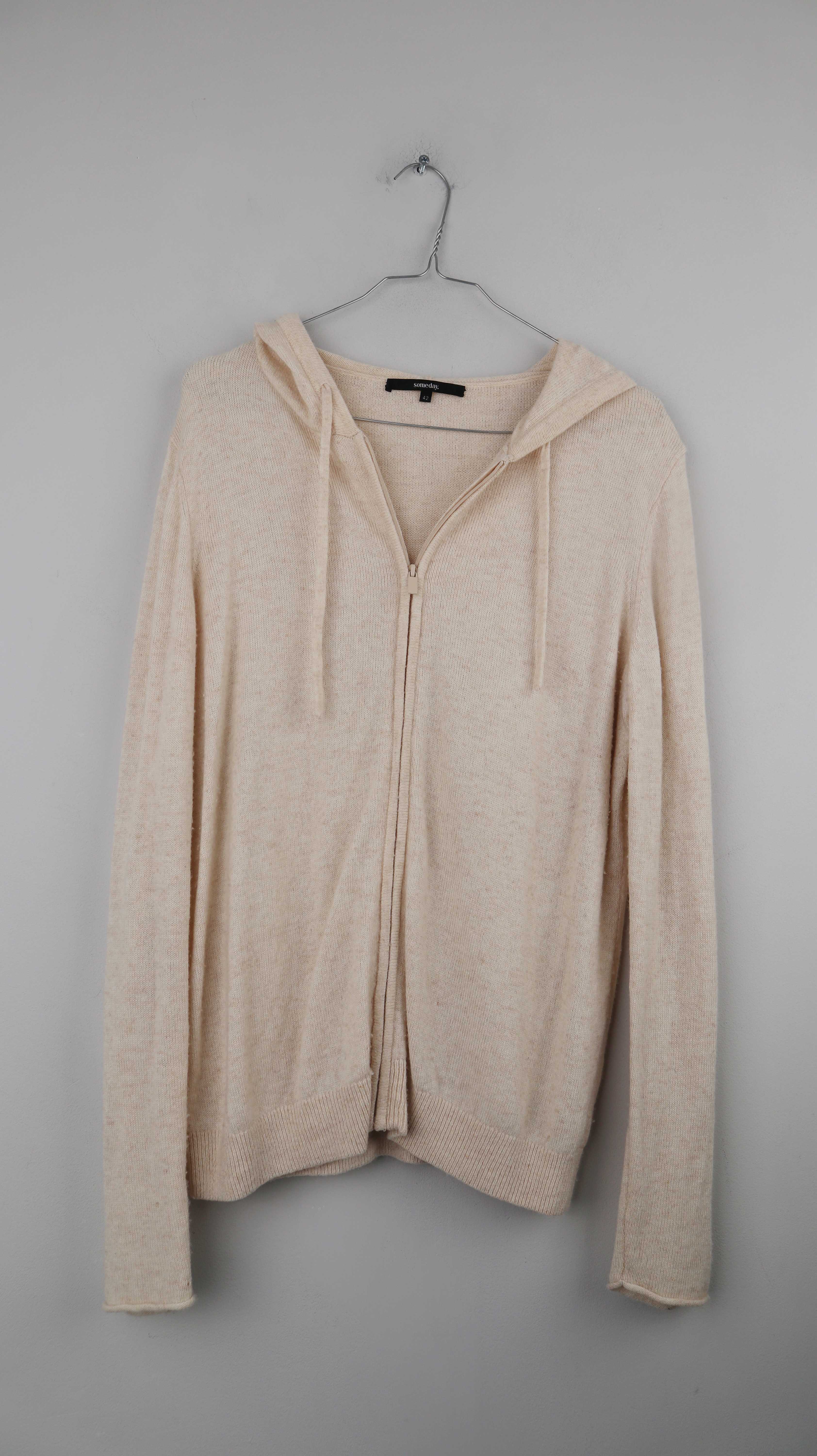 Someday Strickjacke Cardigan Creme Kapuzenjacke Beige Kaschmir Wolle 38 M