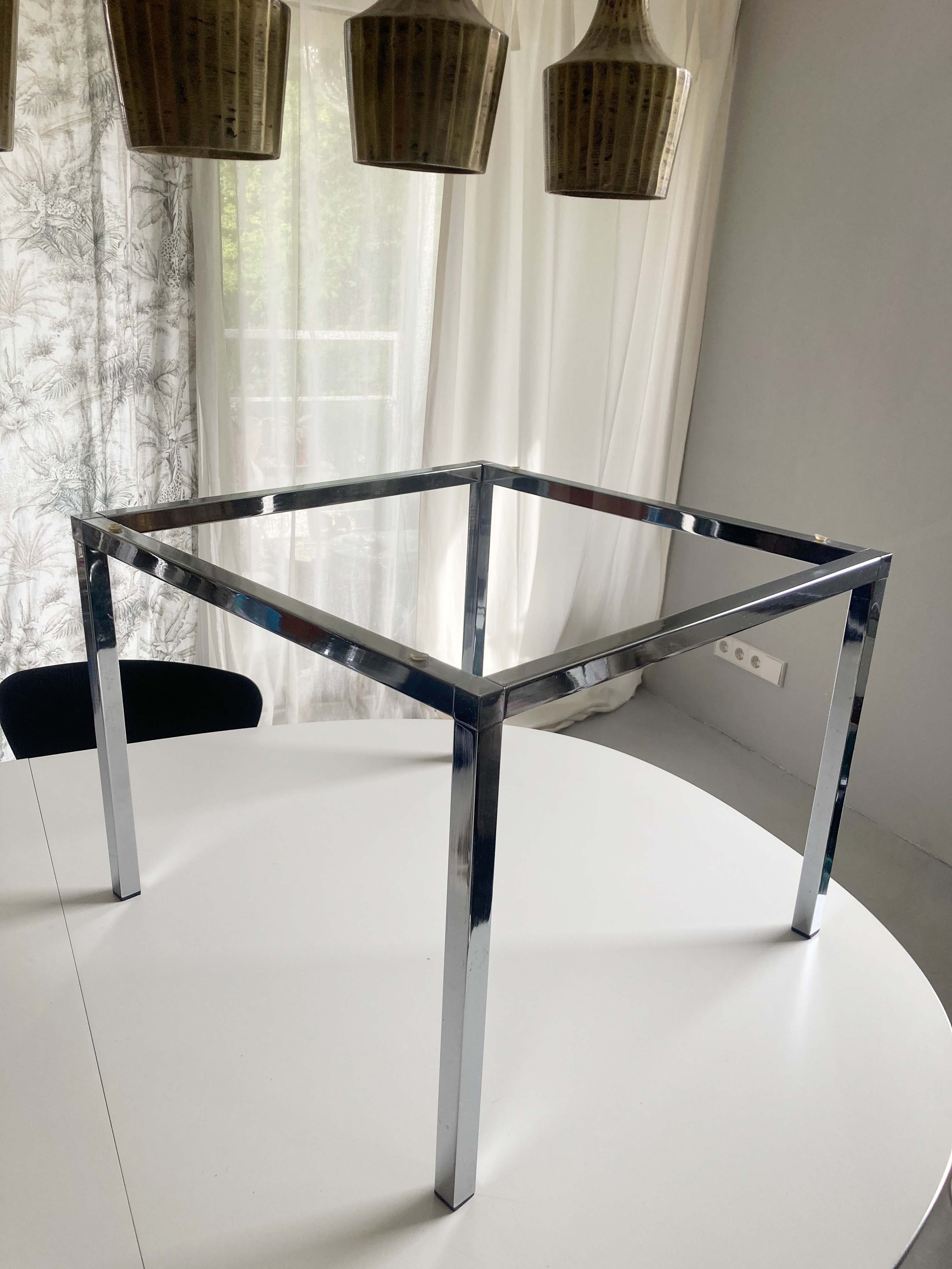 Tisch Chromtisch Beistelltisch Tischgestell Sidetable Couchtisch Chrom Metall Silber