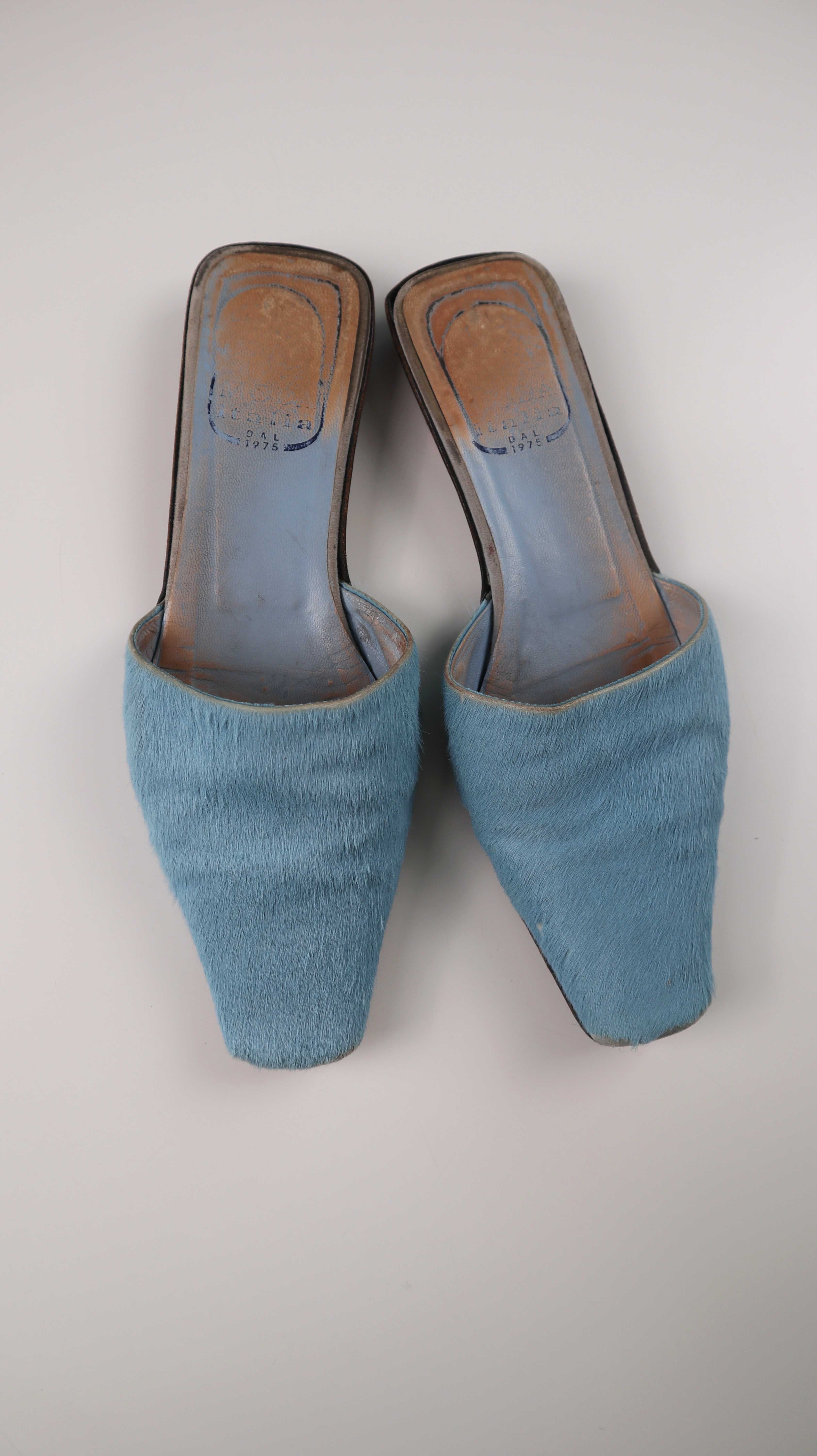 Slipper blau 38,5 Gellblau Fellslipper Loafer made in Italy 38