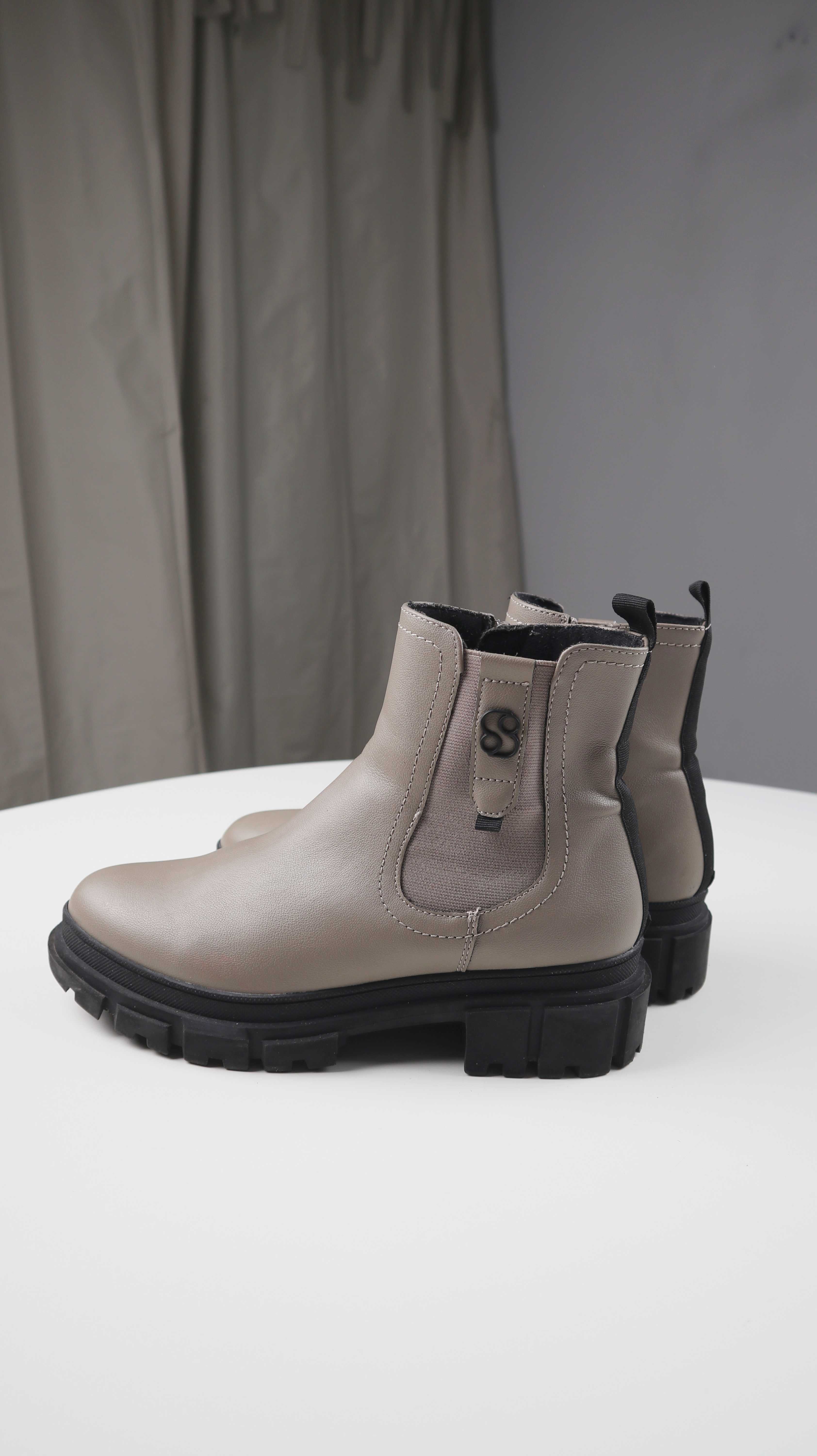 s.Oliver Stiefel Stiefeletten braun beige 40 Leder Lederstiefel Boots