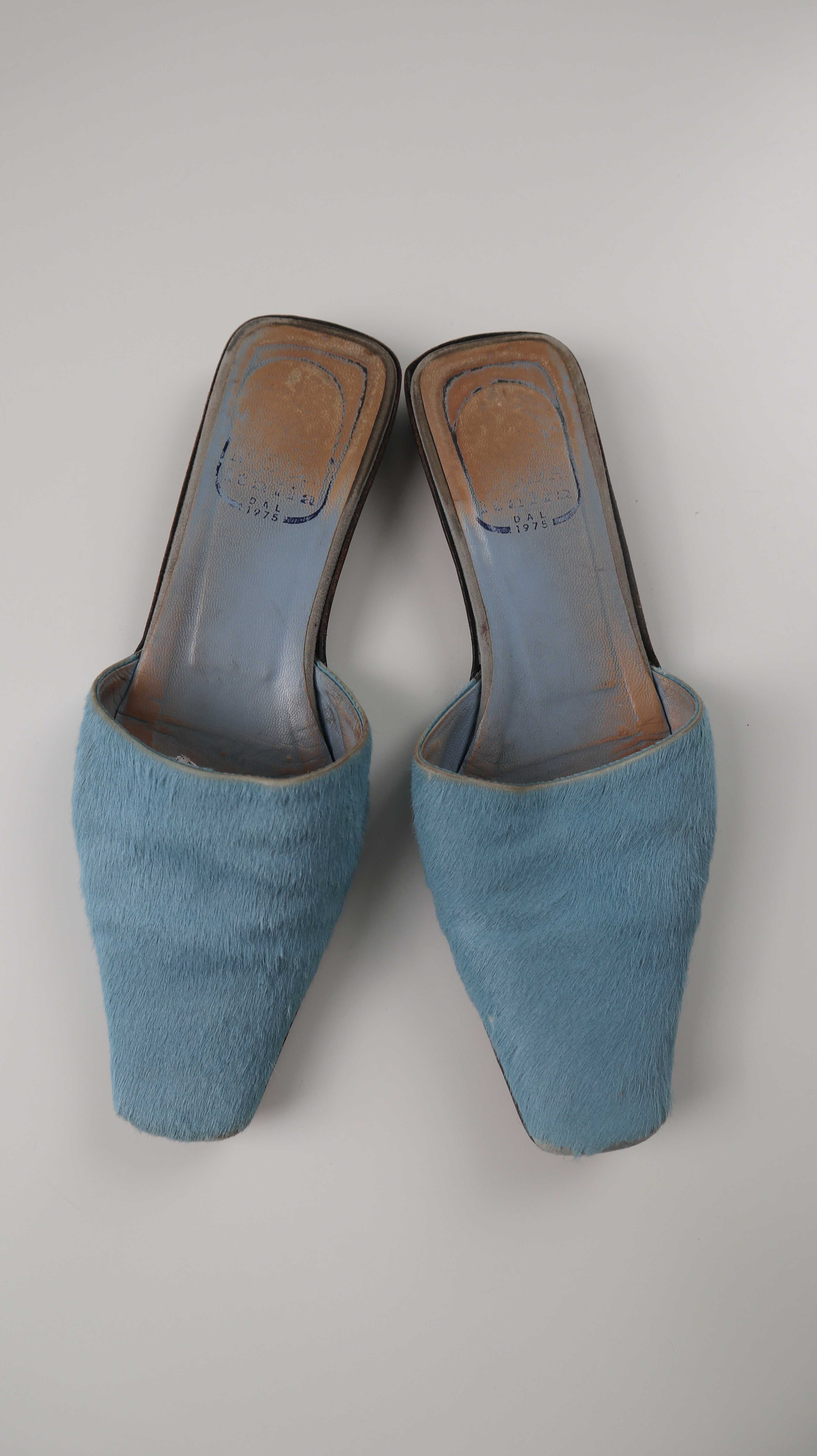 Slipper blau 38,5 Gellblau Fellslipper Loafer made in Italy 38