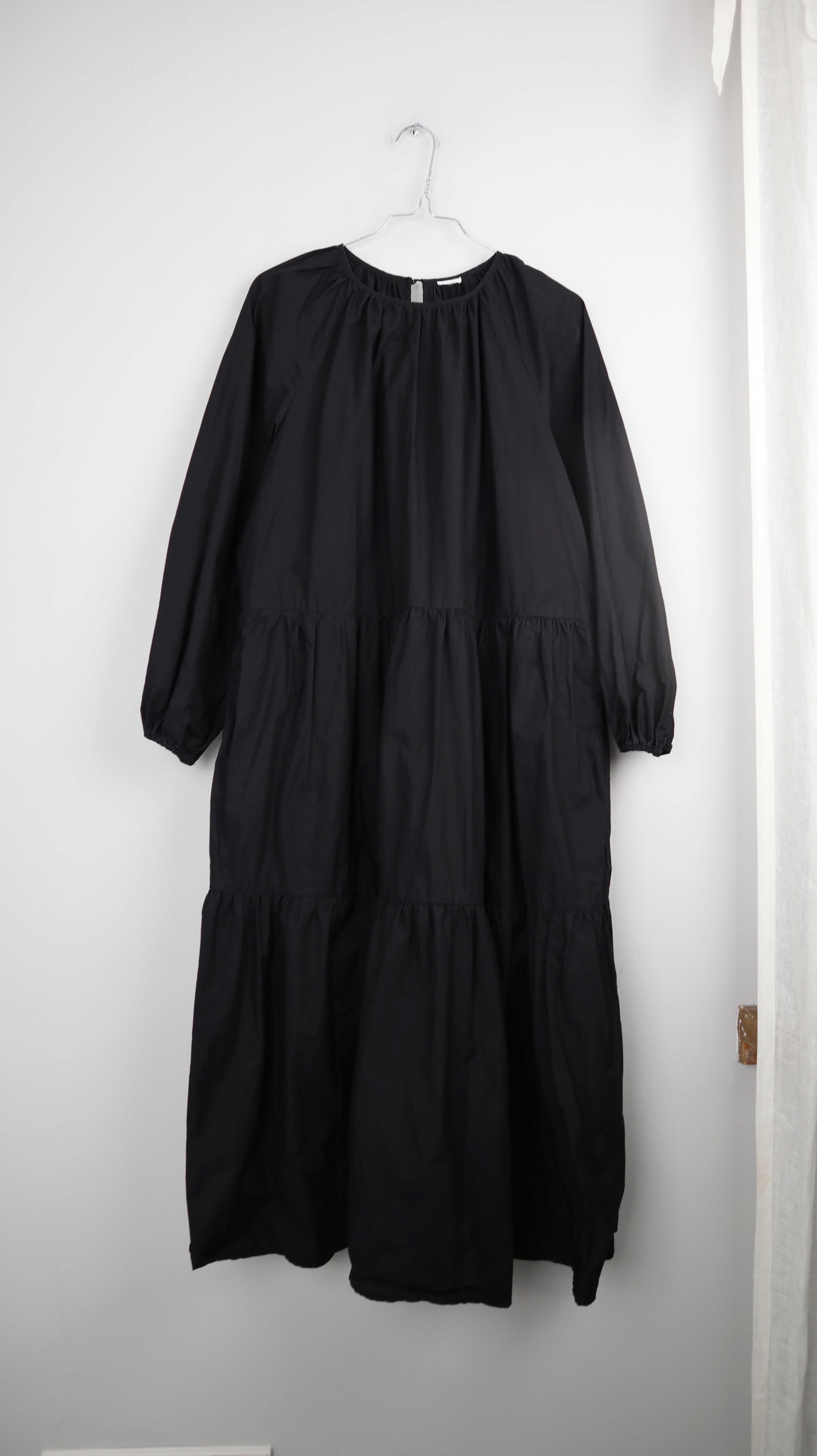 H&M Kleid schwarz 36 S Maxikleid Maxi lang Sommerkleid Langarm