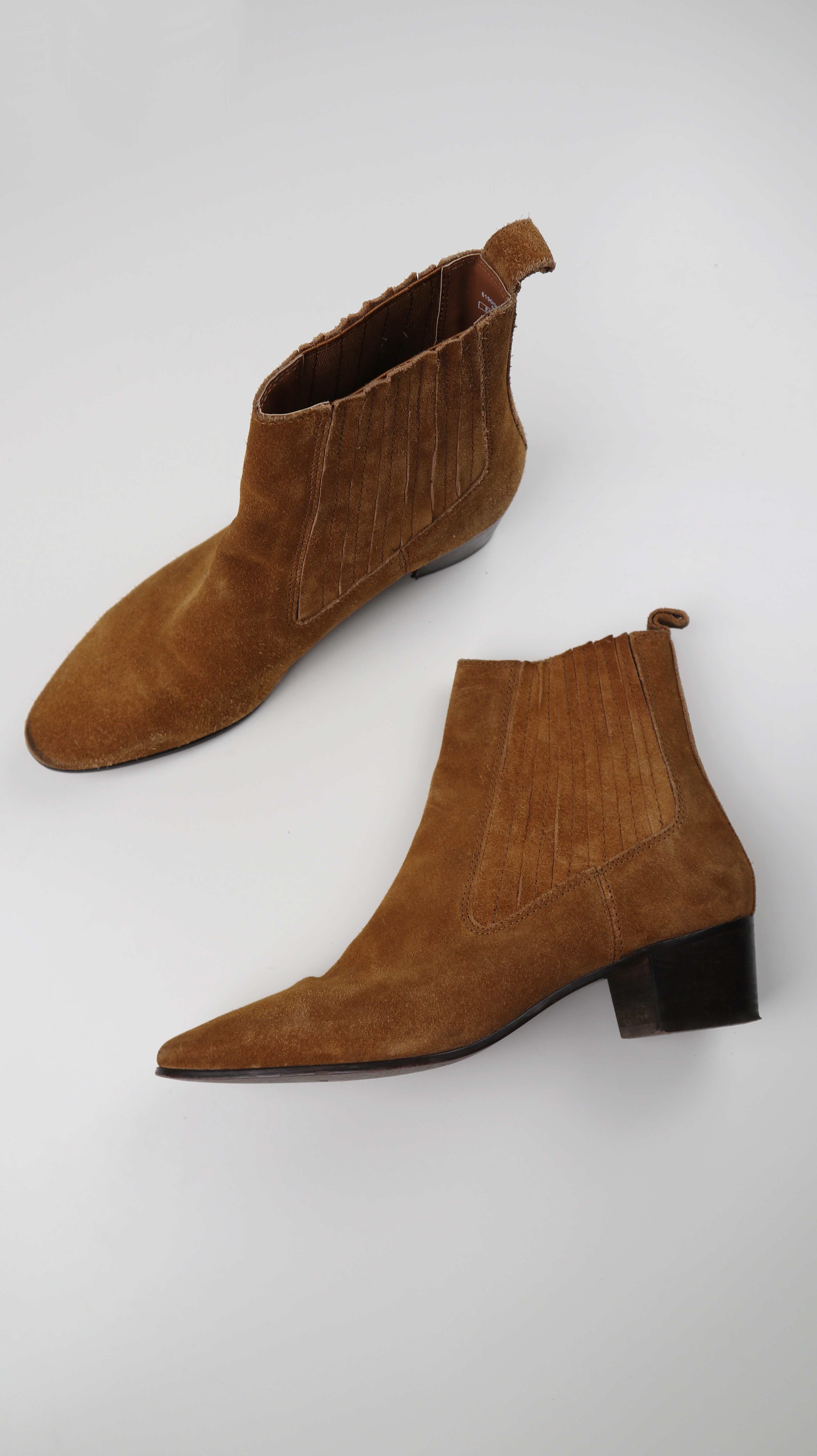 Zara Stiefeletten 40 Braun Wildleder Stiefel Spitz Absatzschuhe