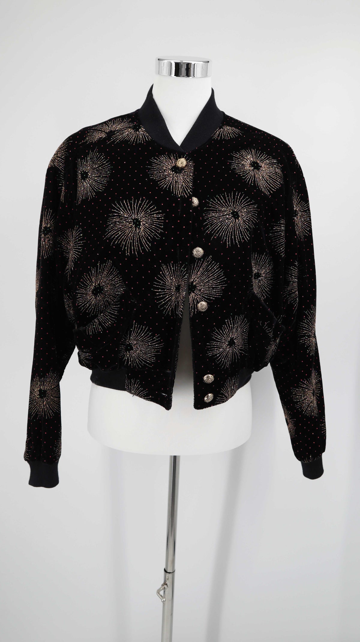 True Vintage Jacke Bomberjacke 38 M Glitzer schwarz Jacque