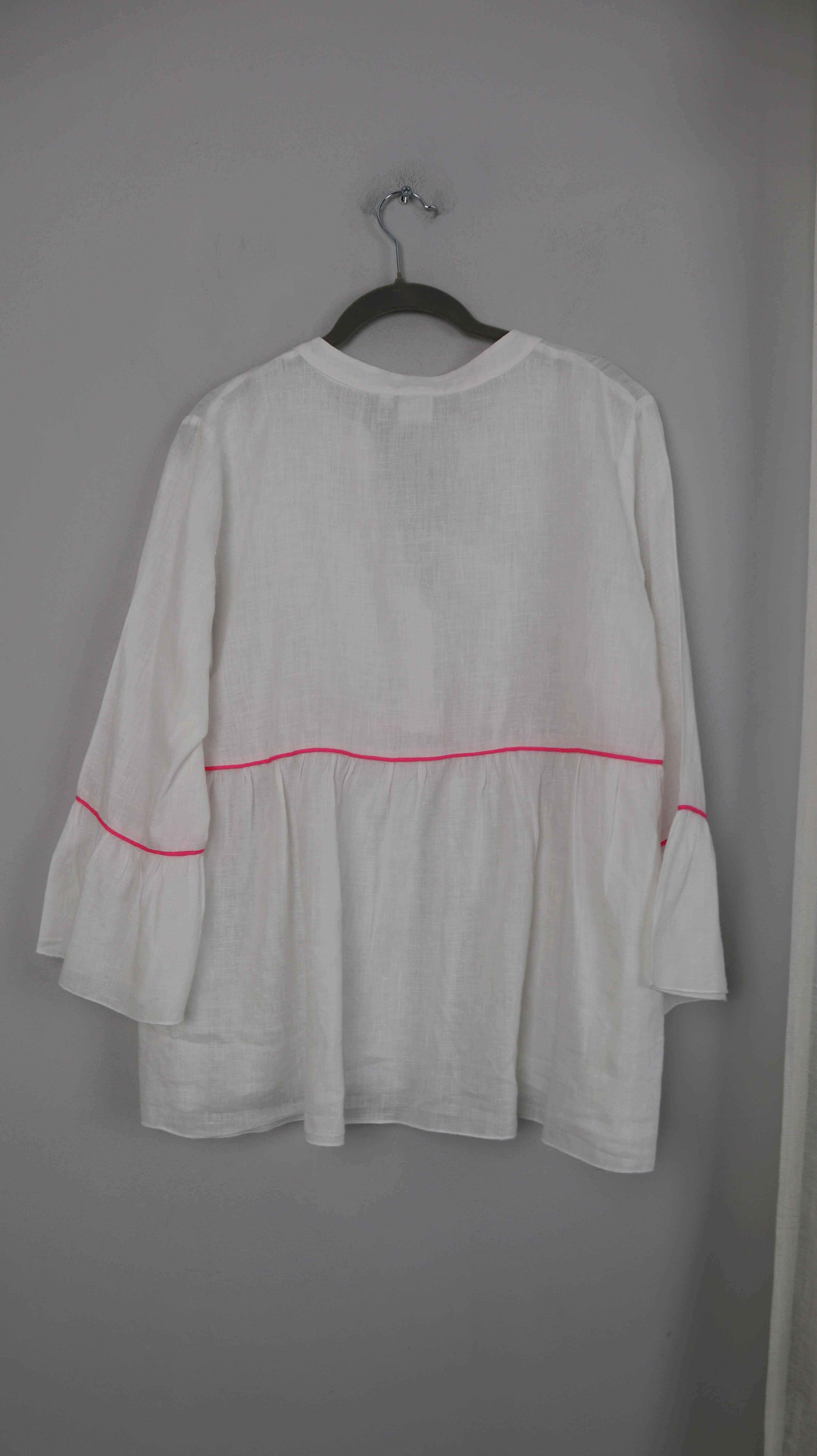 Emily van den Bergh Bluse weiß 40 L Leinen Leinenbluse Neon Neonpink