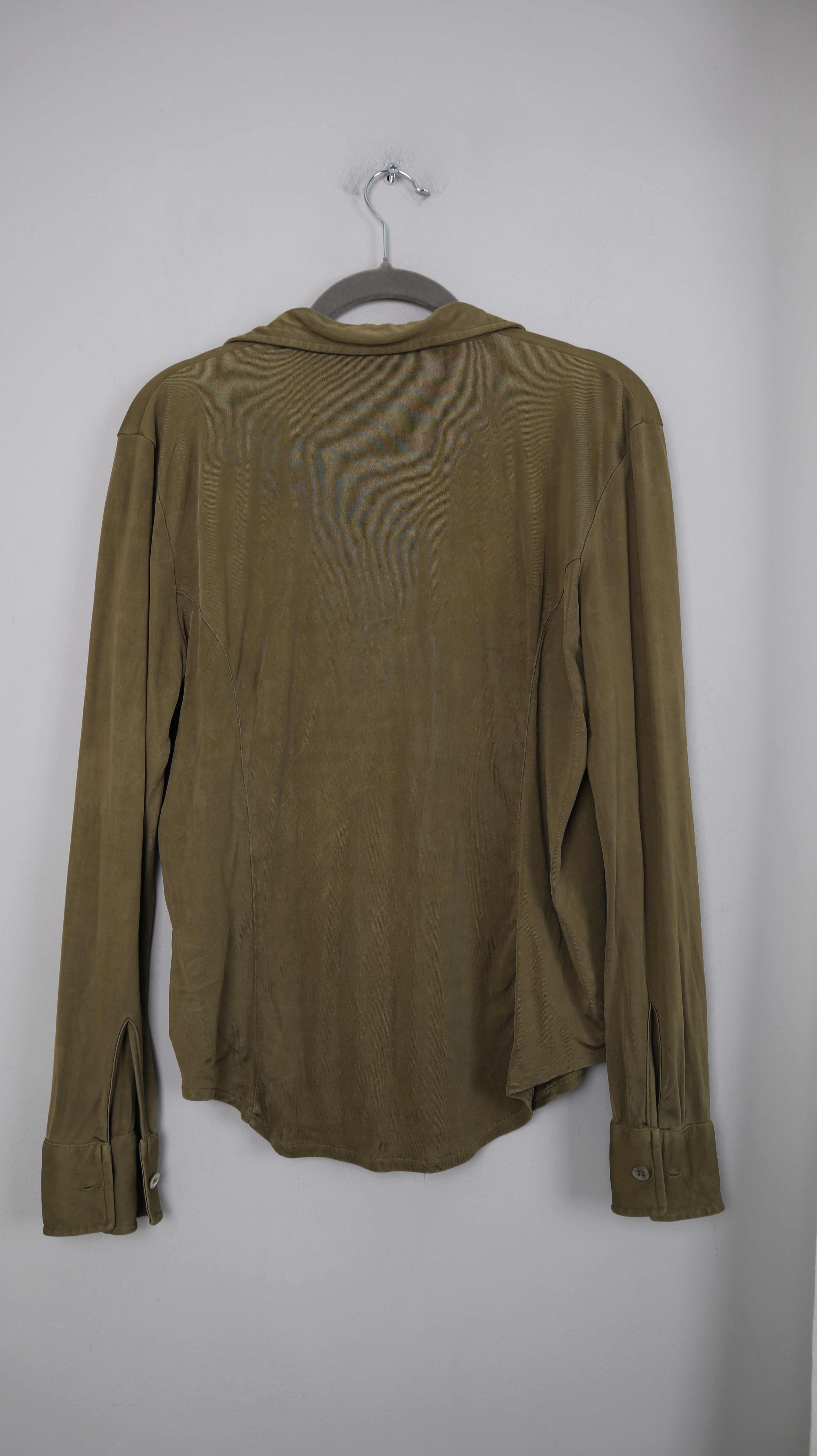 Odeon Silk Shirt 38 M Longsleeve Khaki grün Oberteil langärmlig