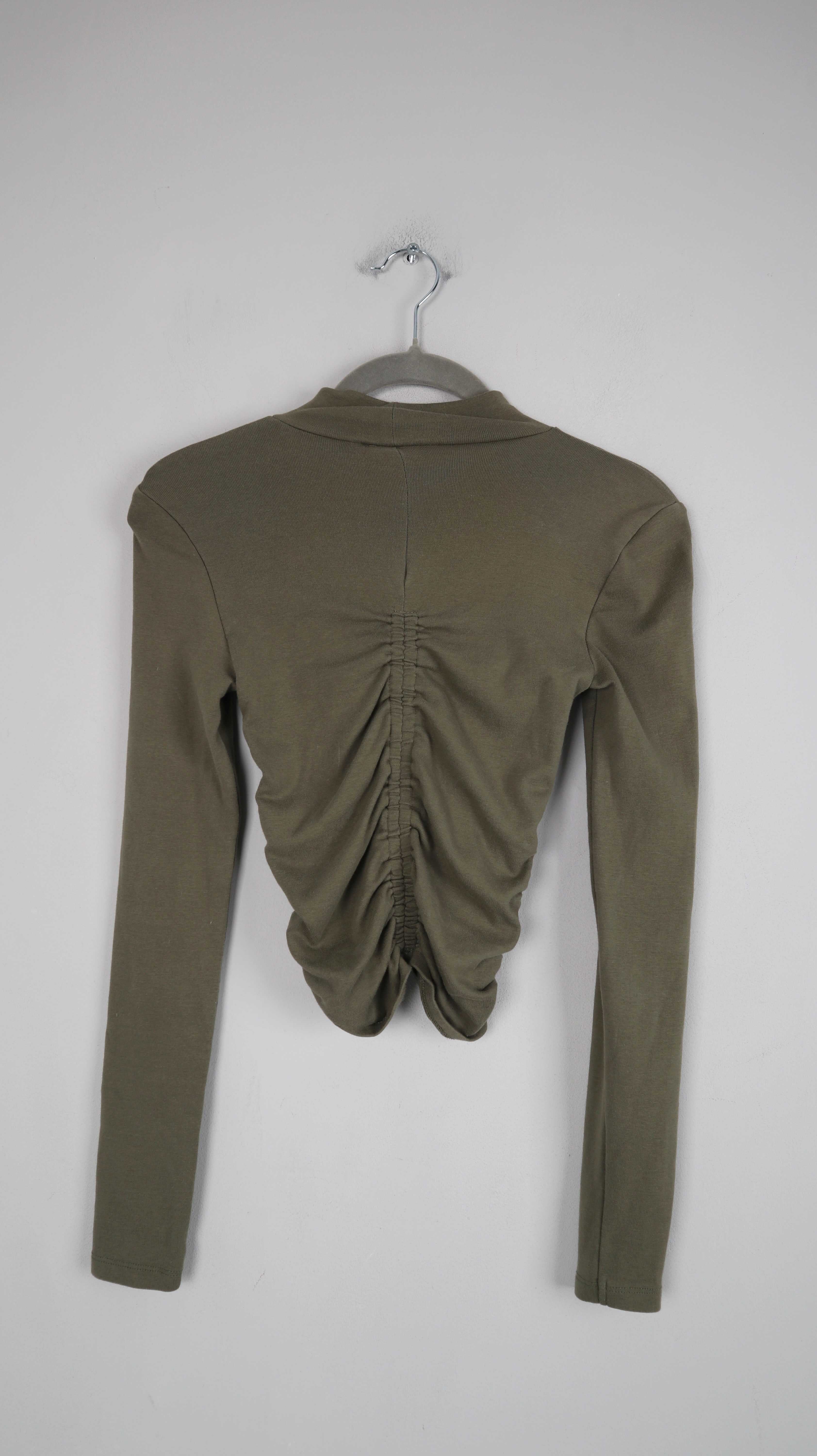 Zara Top Shirt Grün Longsleeve 36 S Dunkelgrün slim