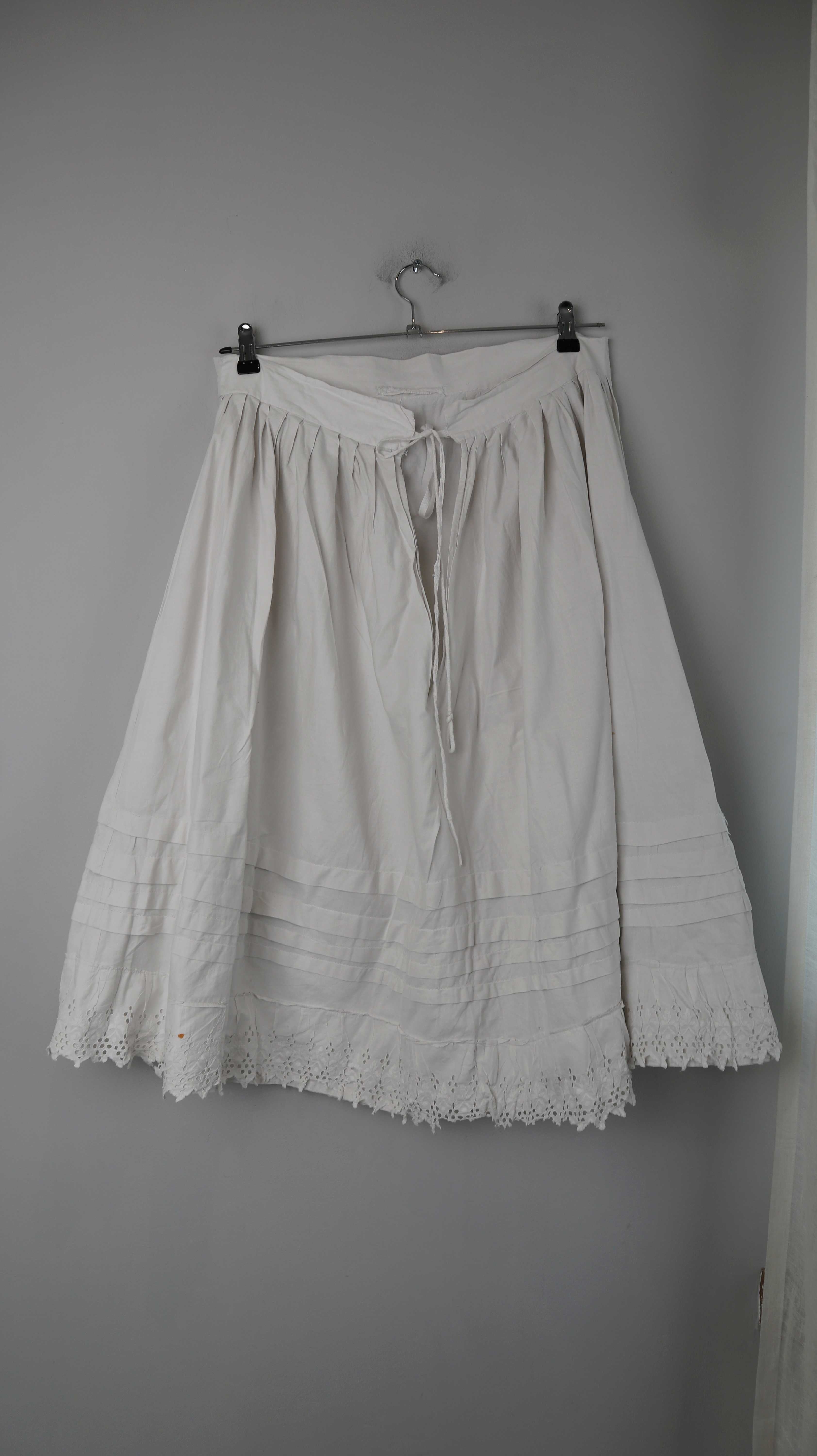 Victorian Unterrock Baumwolle Vintage Rock Weiß Petticoat 1890 Midirock Faltenrock