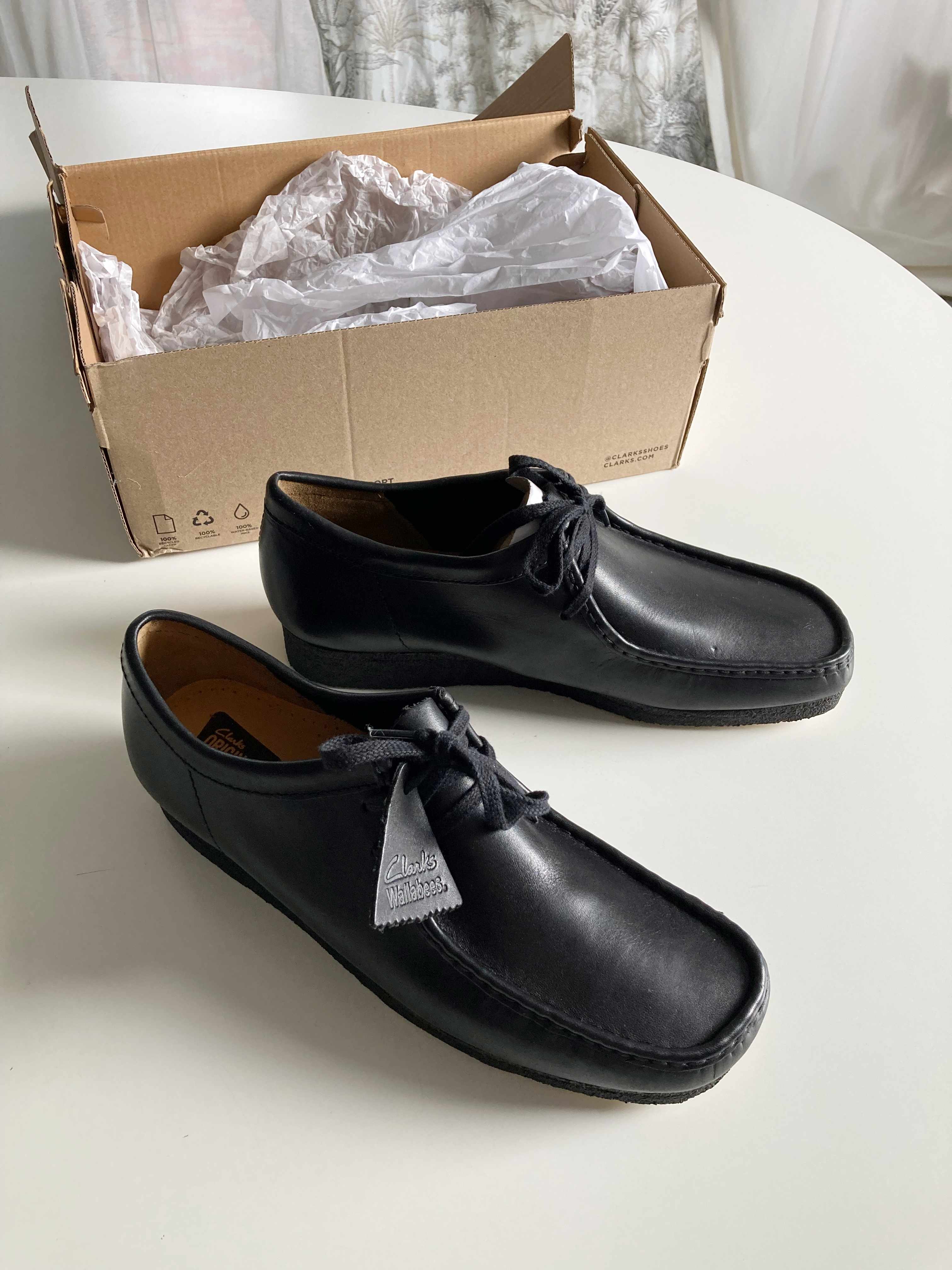 Clarks Originals neu Forge Run 44,5 schwarz Lederslipper Mokassin