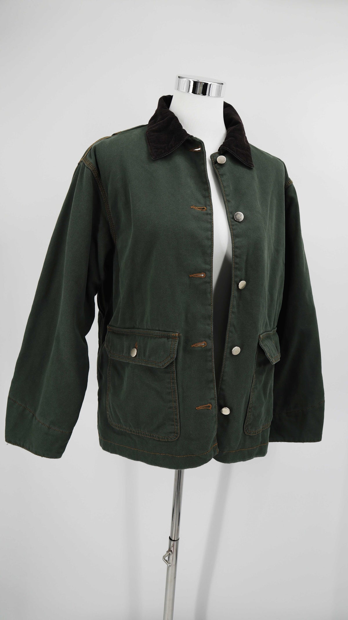 H&M Jacke Grün 34 XS Herbstjacke geknöpft dunkelgrün