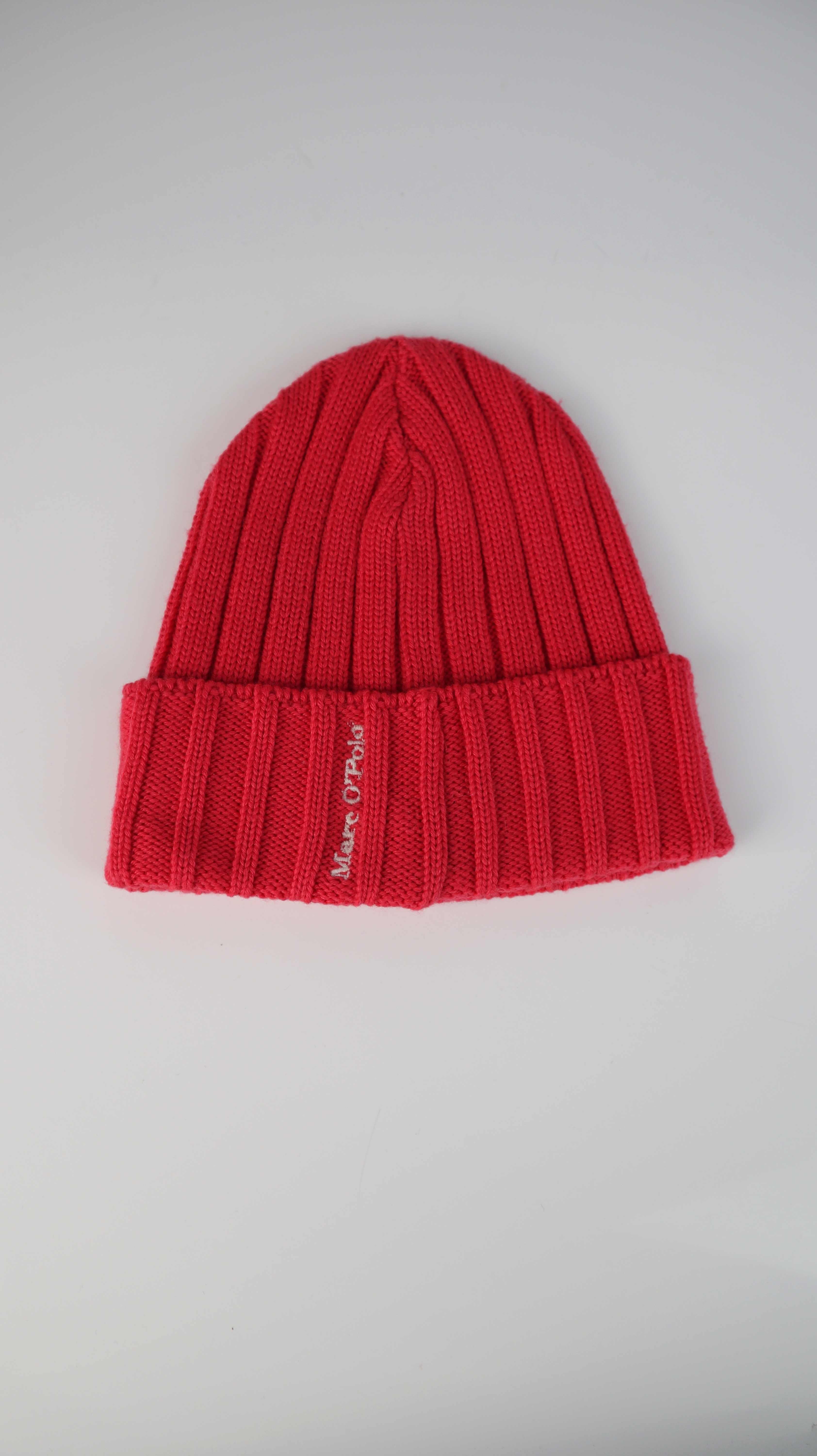 Marc O'Polo Beanie Mütze rot neu Wolle Wollmütze Strickmütze ripped
