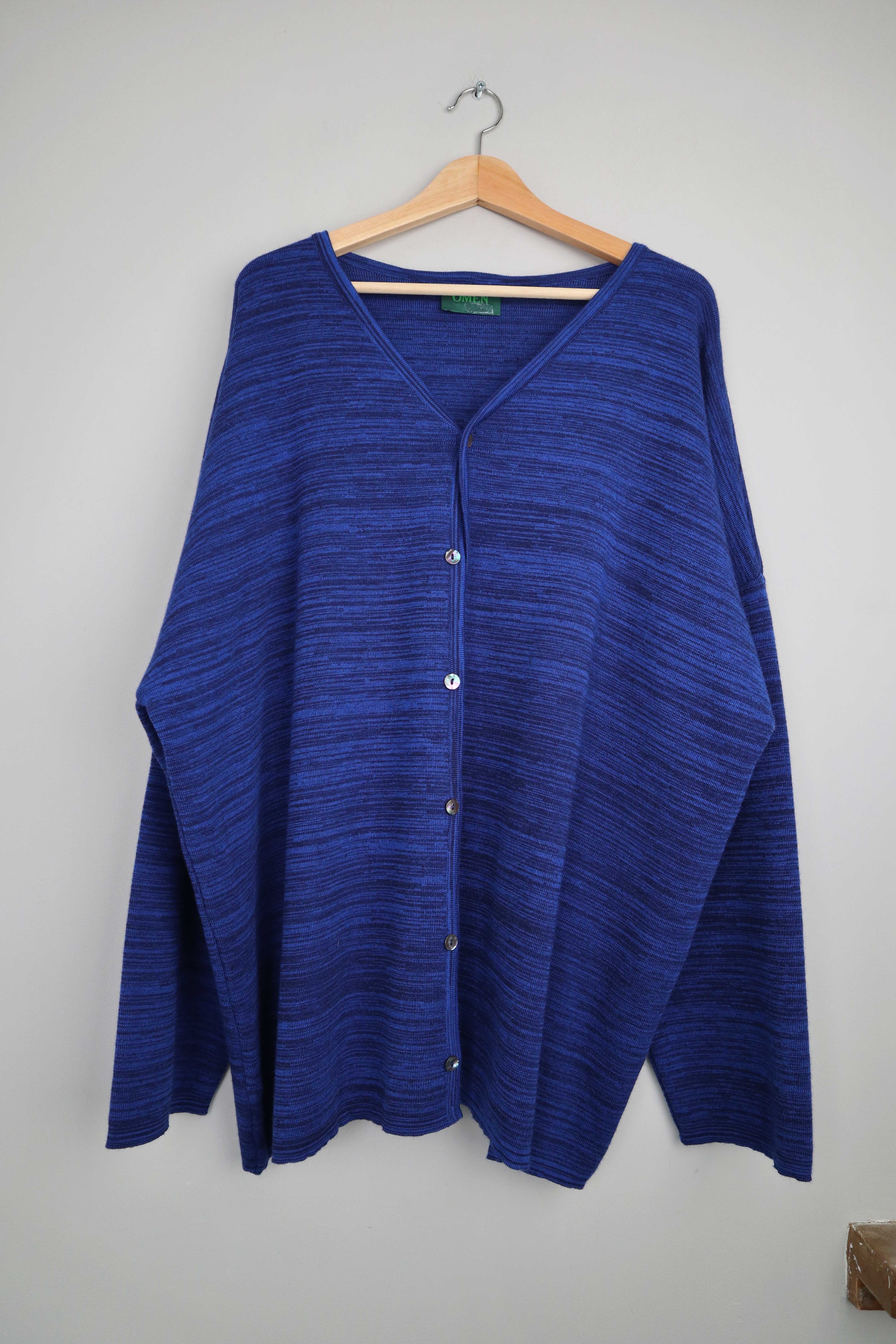 Omen Pullover Jacke Blau Cardigan Strickjacke Einheitsgröße gestrickt Design Hamburg