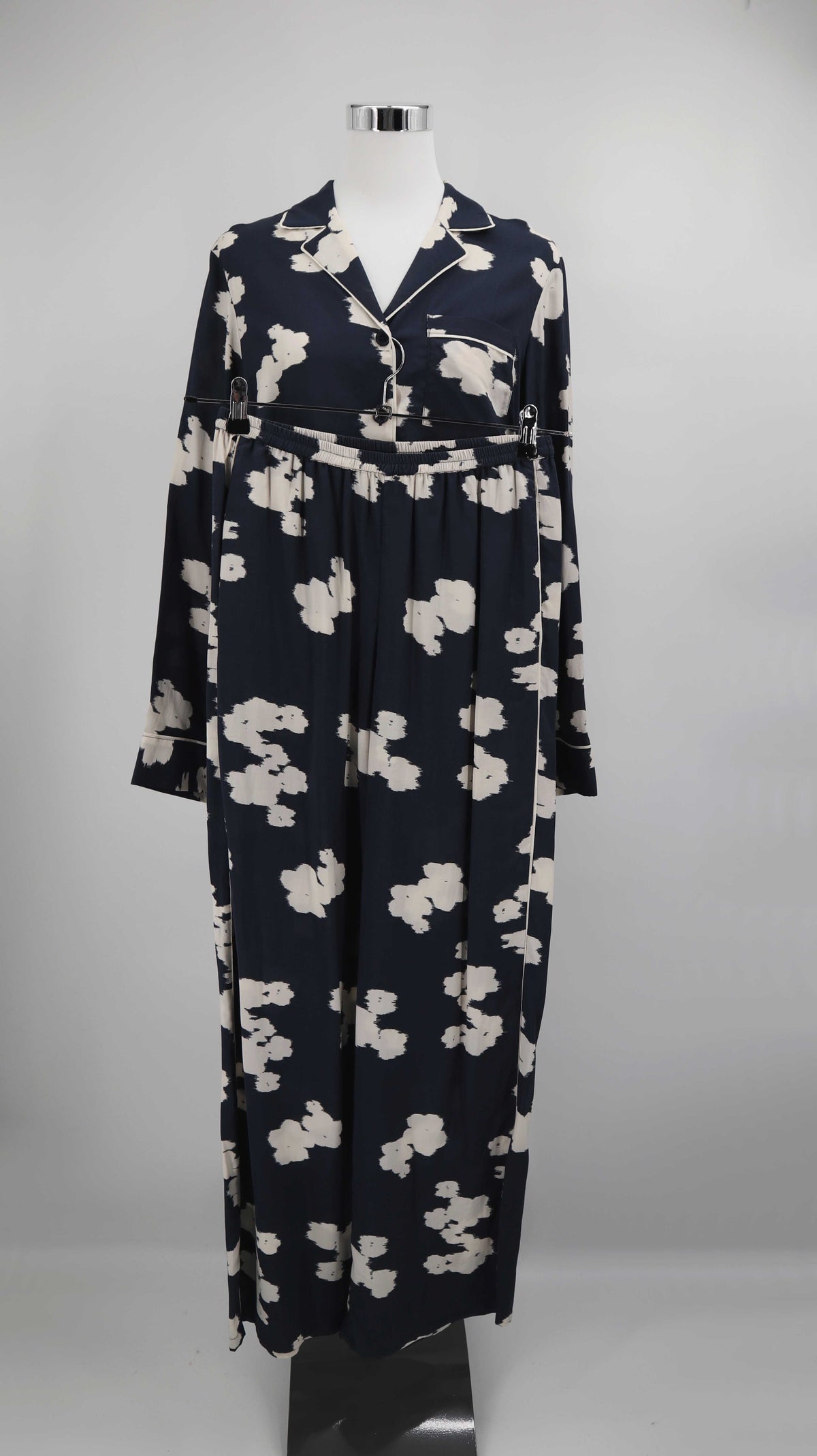 &other stories Anzug Set 38 M dunkelblau Hose Blazer Bluse Muster