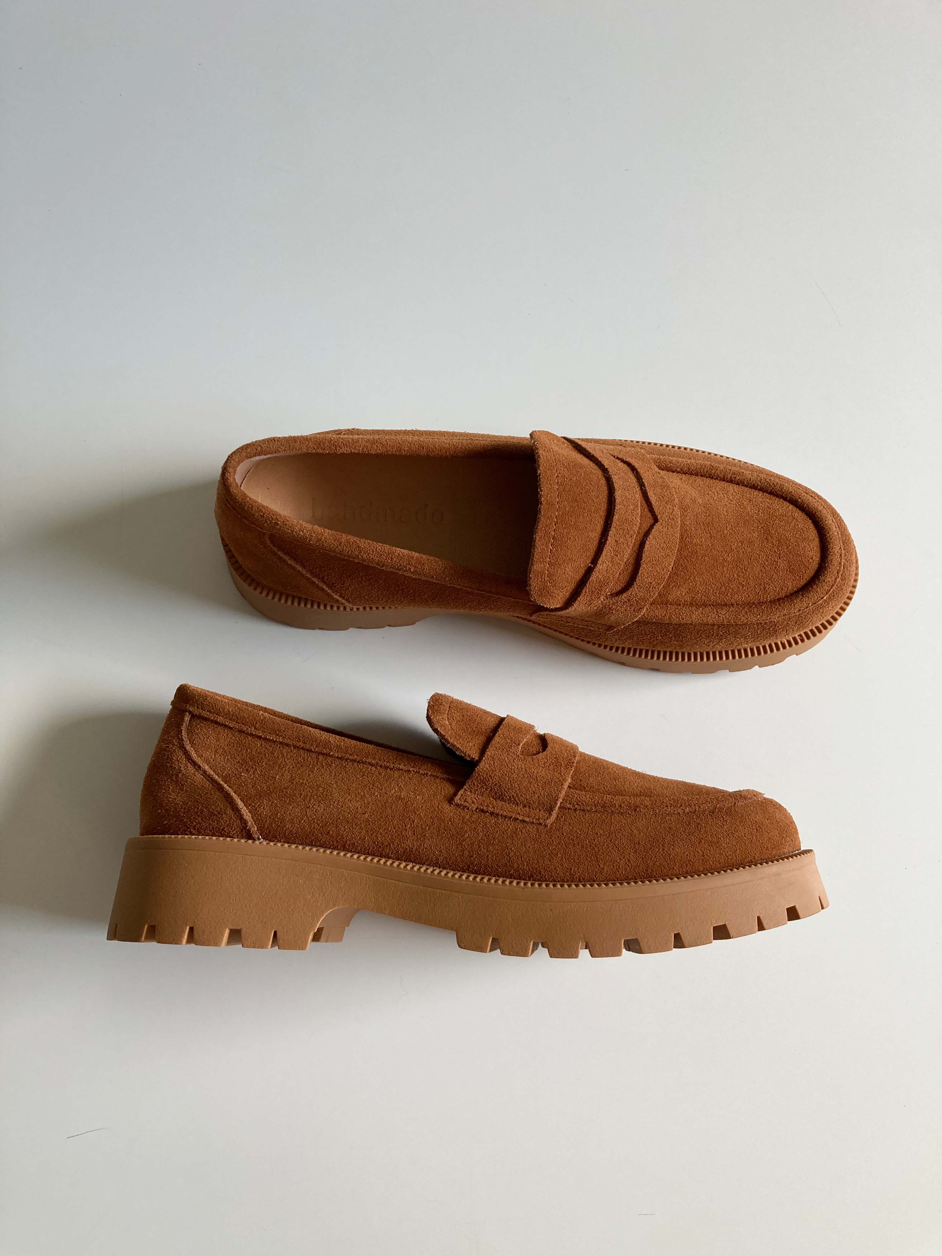 Handmade Loafer Slipper Mokassins 39 Wildleder neu Leder Cognac