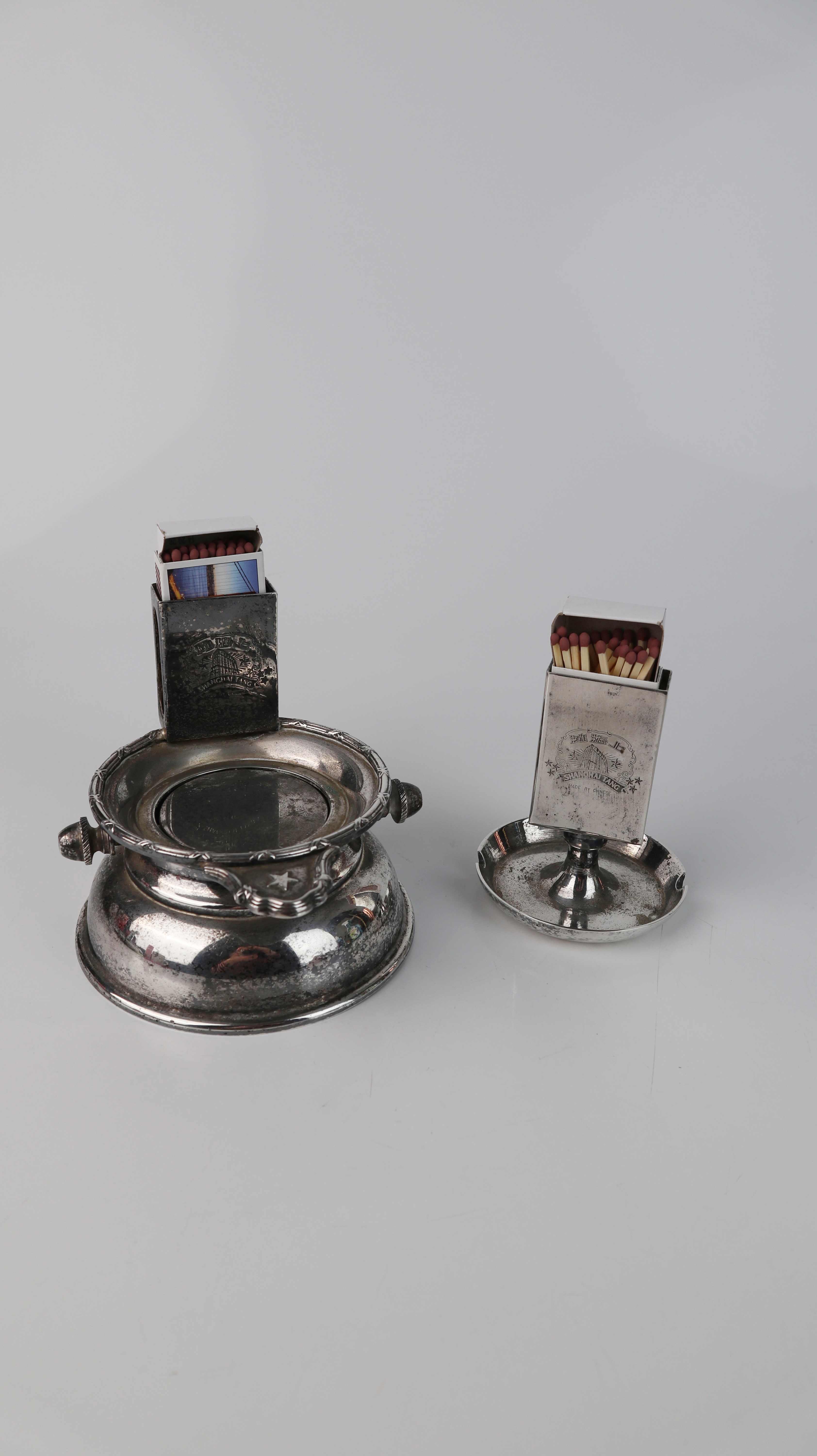 Aschenbecher Set Tischaschenbecher versilbert Diplomatengeschenk 1995