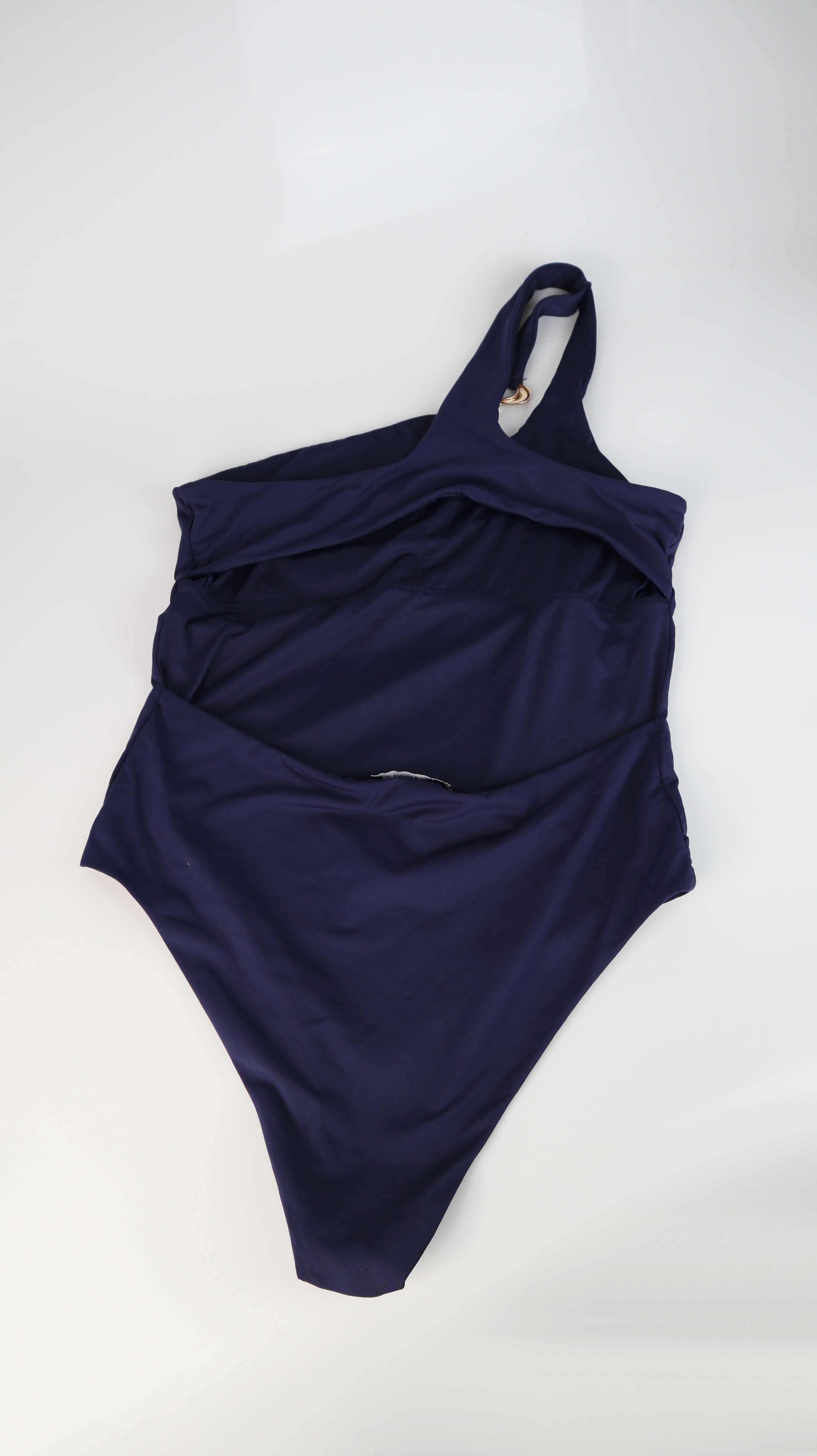 Zara Badeanzug blau Dunkelblau 38 M One Shoulder Einseitig