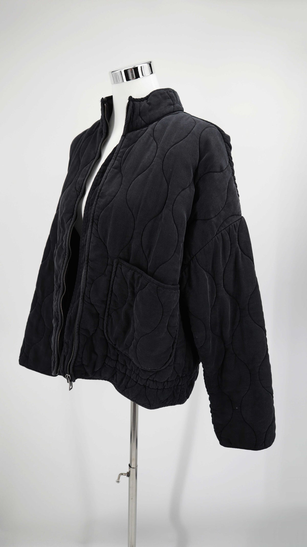 Zara 38 M Jacke dunkelgrau Steppjacke Übergangsjacke Zipper