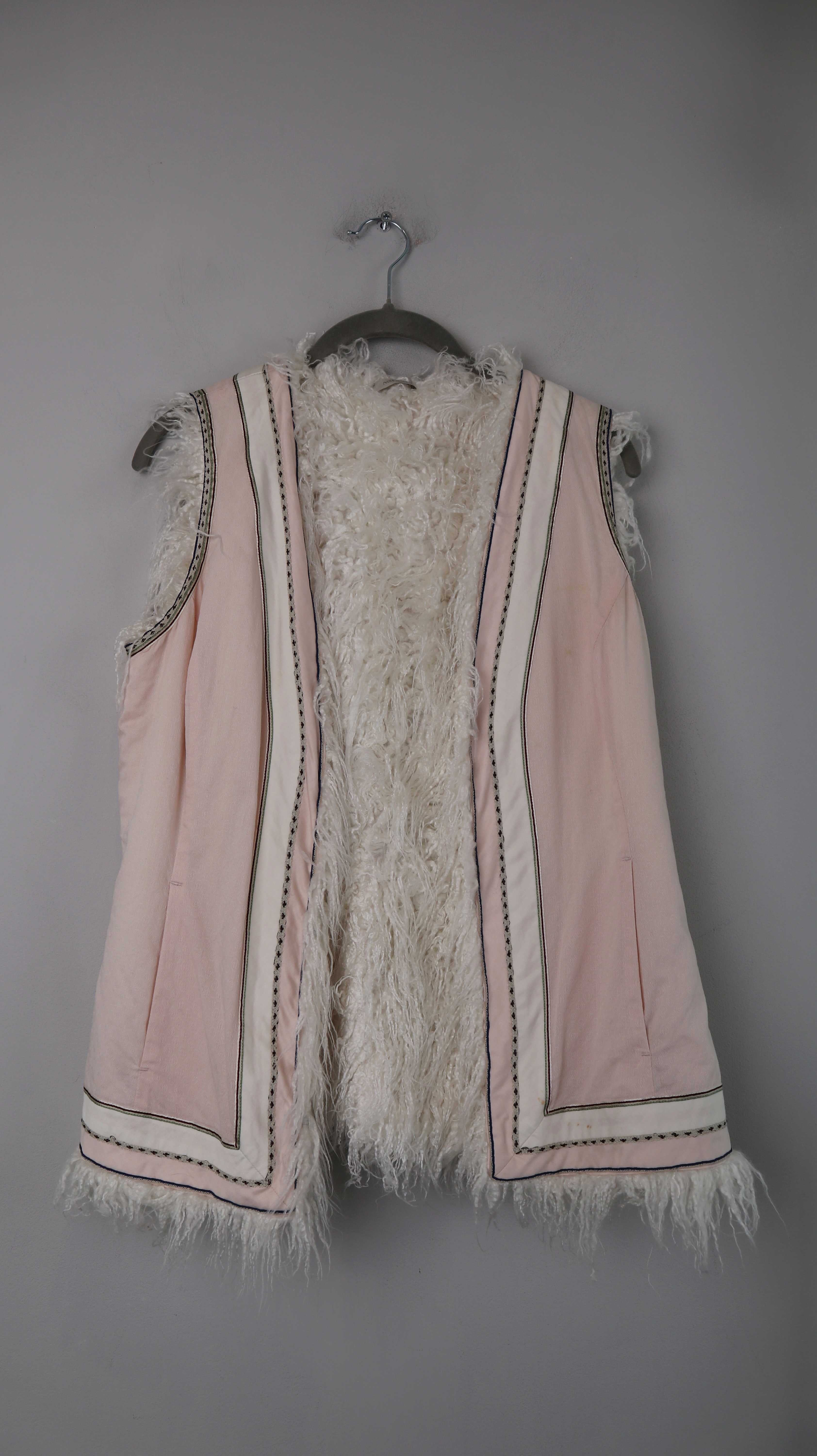 Noa Noa Weste Rosa Weiß Fellweste Pastell 36 S Hippieweste Bohemian