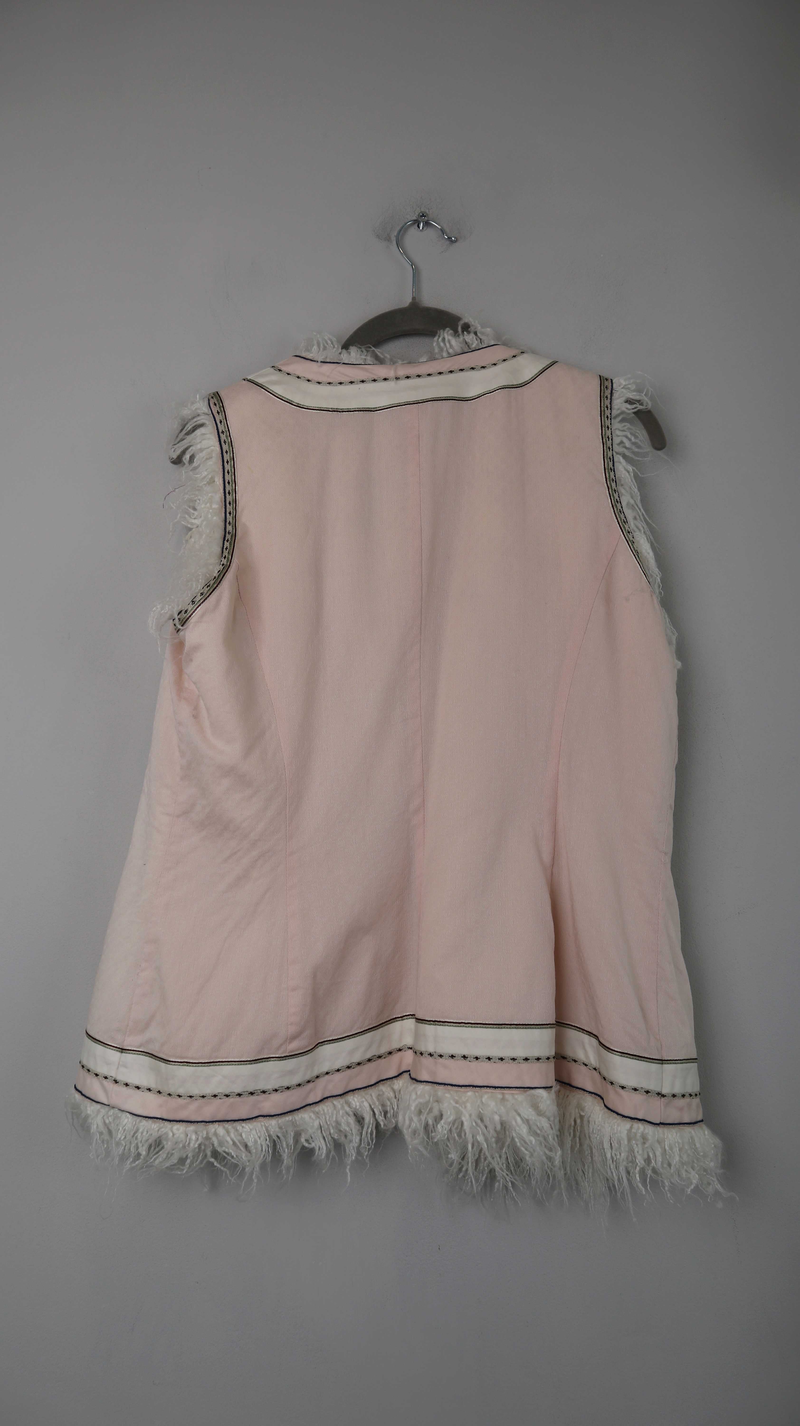 Noa Noa Weste Rosa Weiß Fellweste Pastell 36 S Hippieweste Bohemian