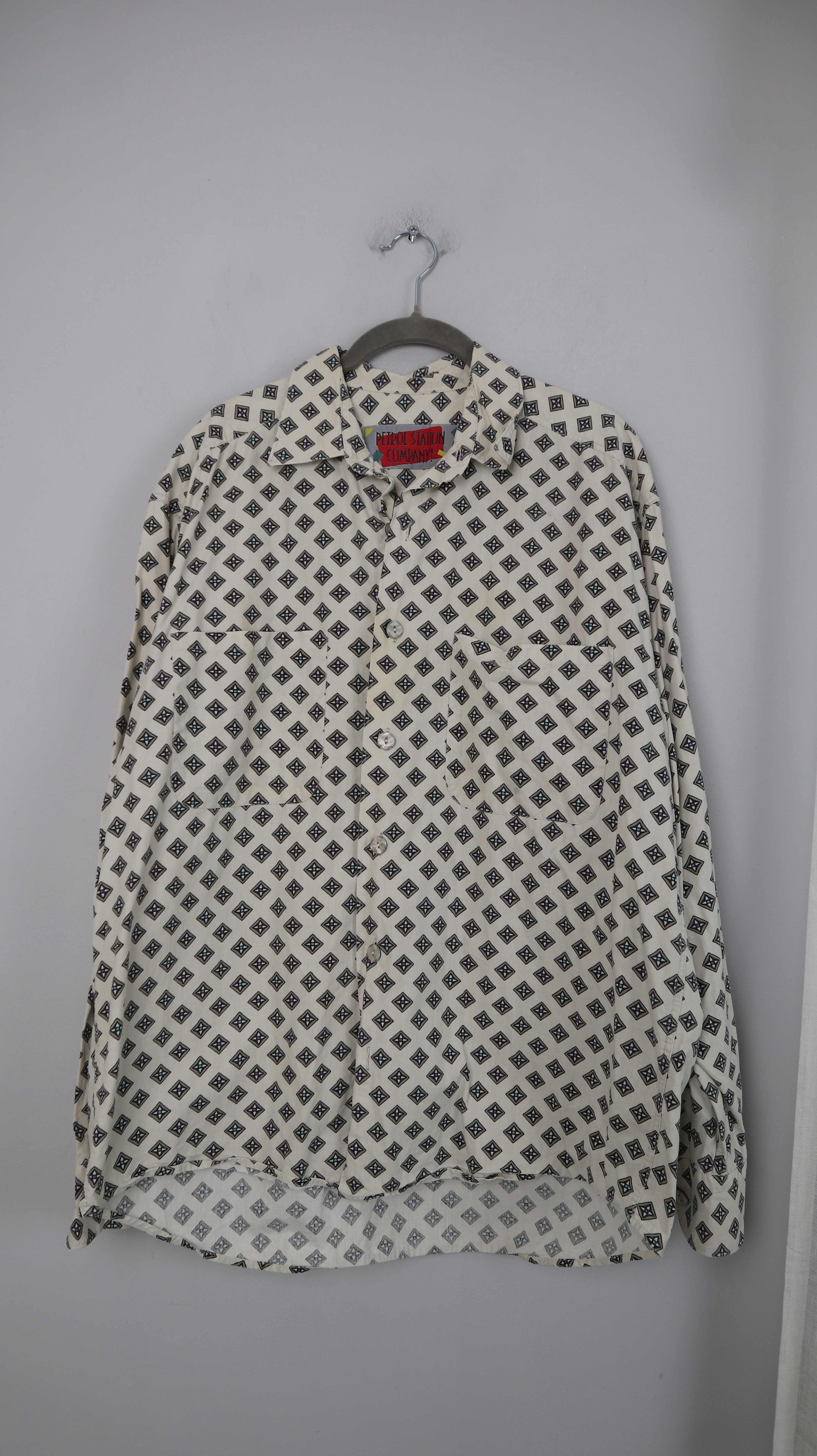 Petrol Station Company Hemd Shirt Paisley Muster gemustert M Weiß