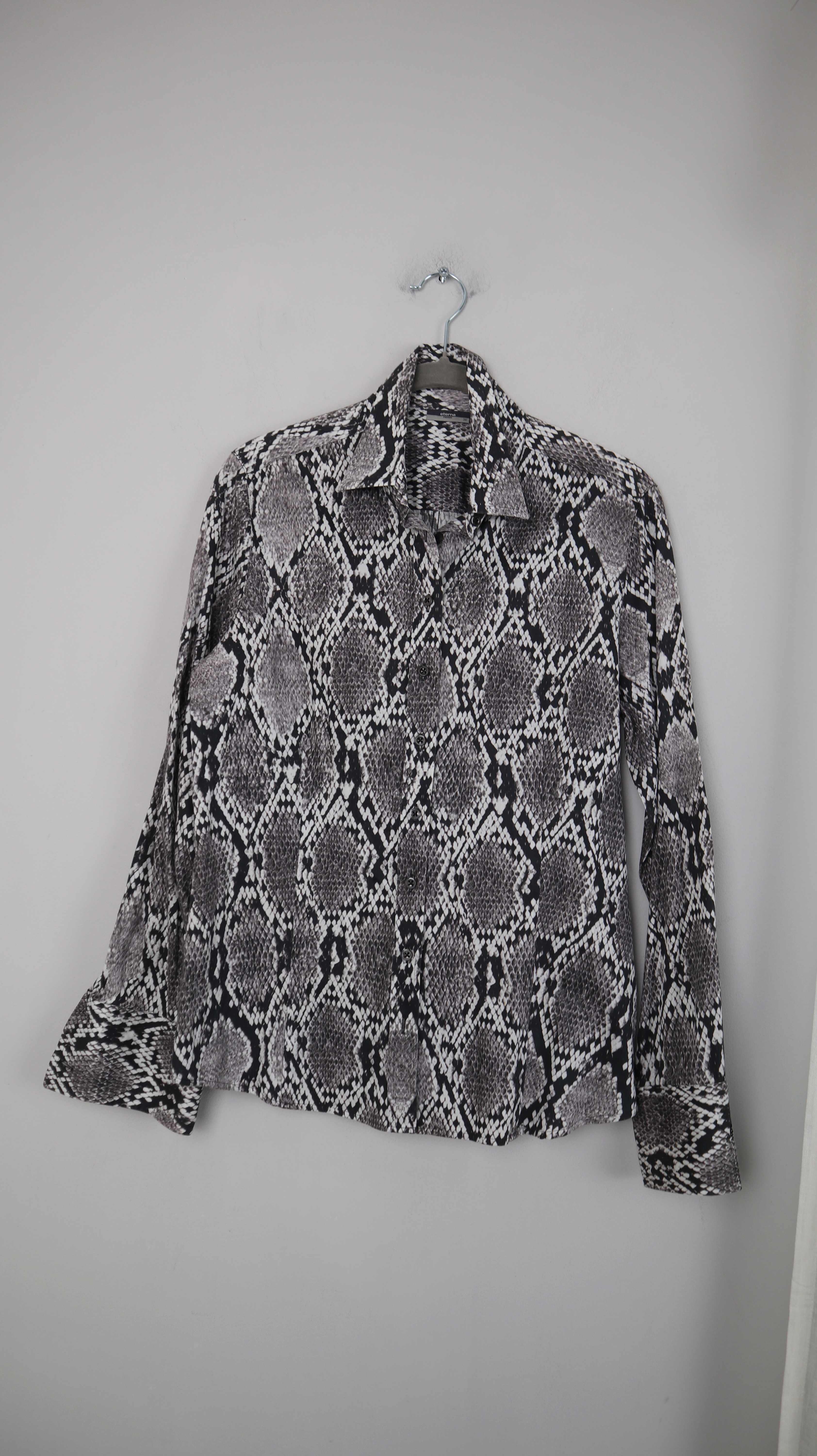 Eterna Hemd Bluse Grau Schlange Animal print 38 M schwarz Oberteil