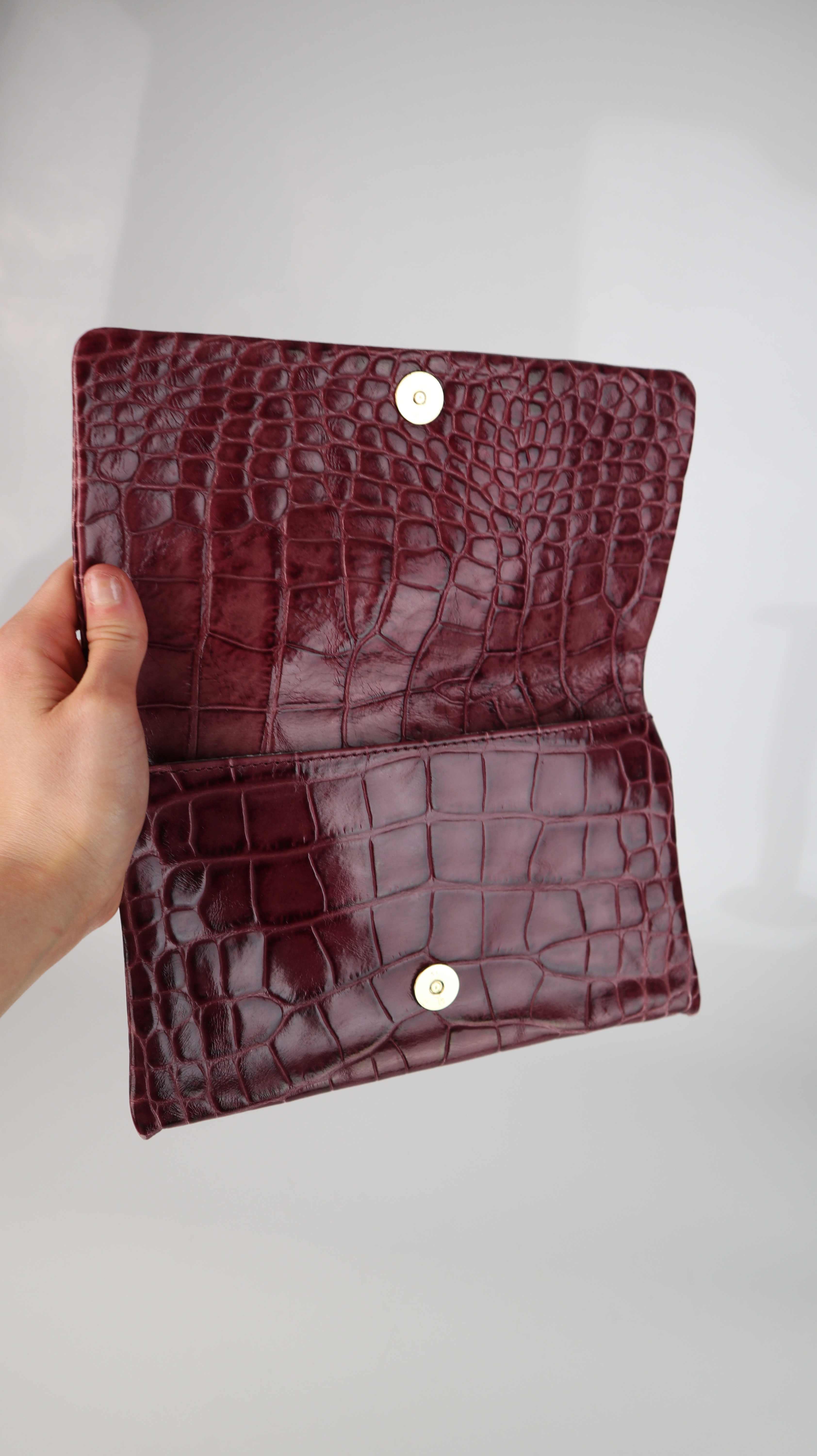 Abro Tasche Clutch Leder Ledertasche rot Weinrot