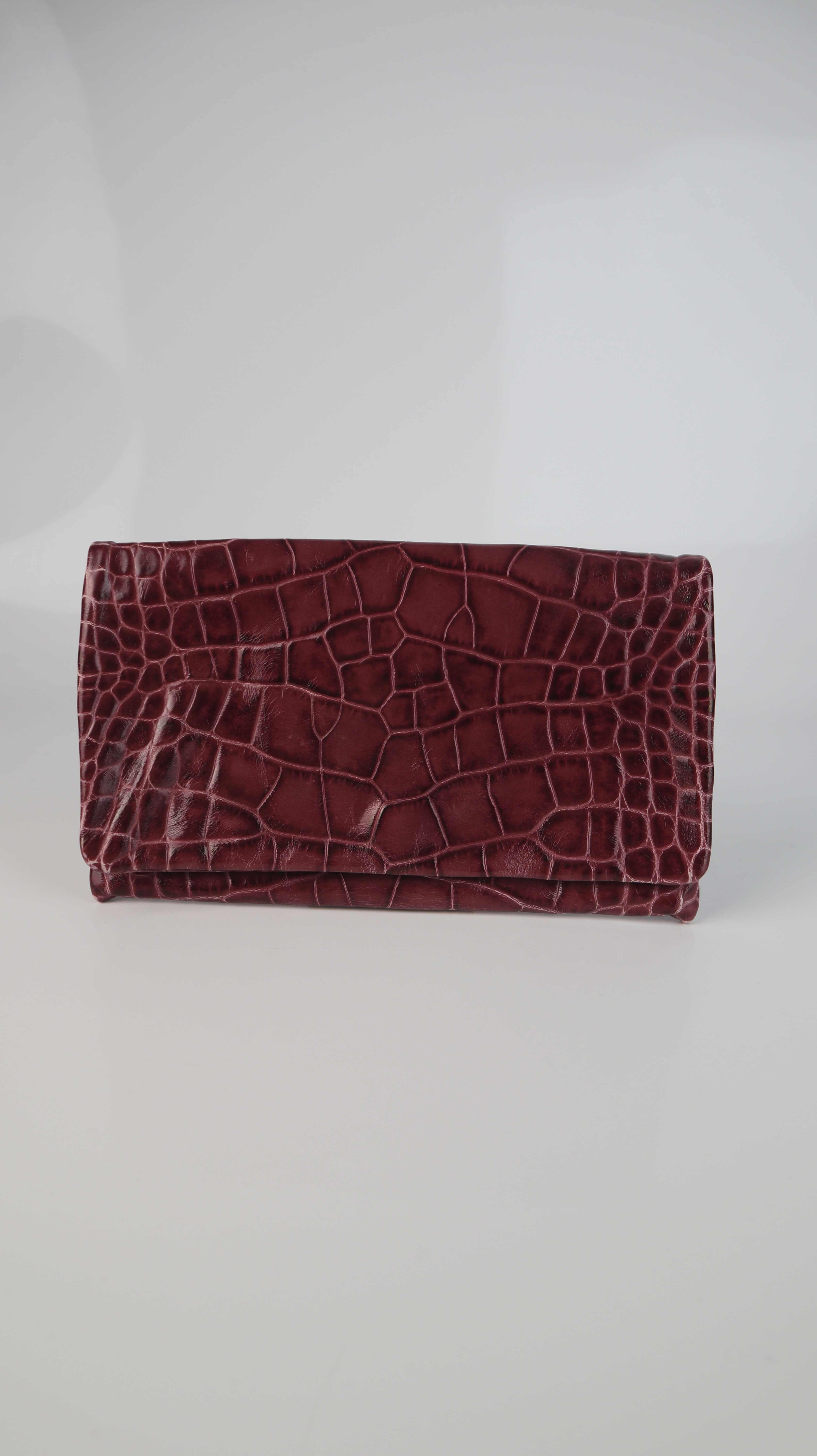 Abro Tasche Clutch Leder Ledertasche rot Weinrot