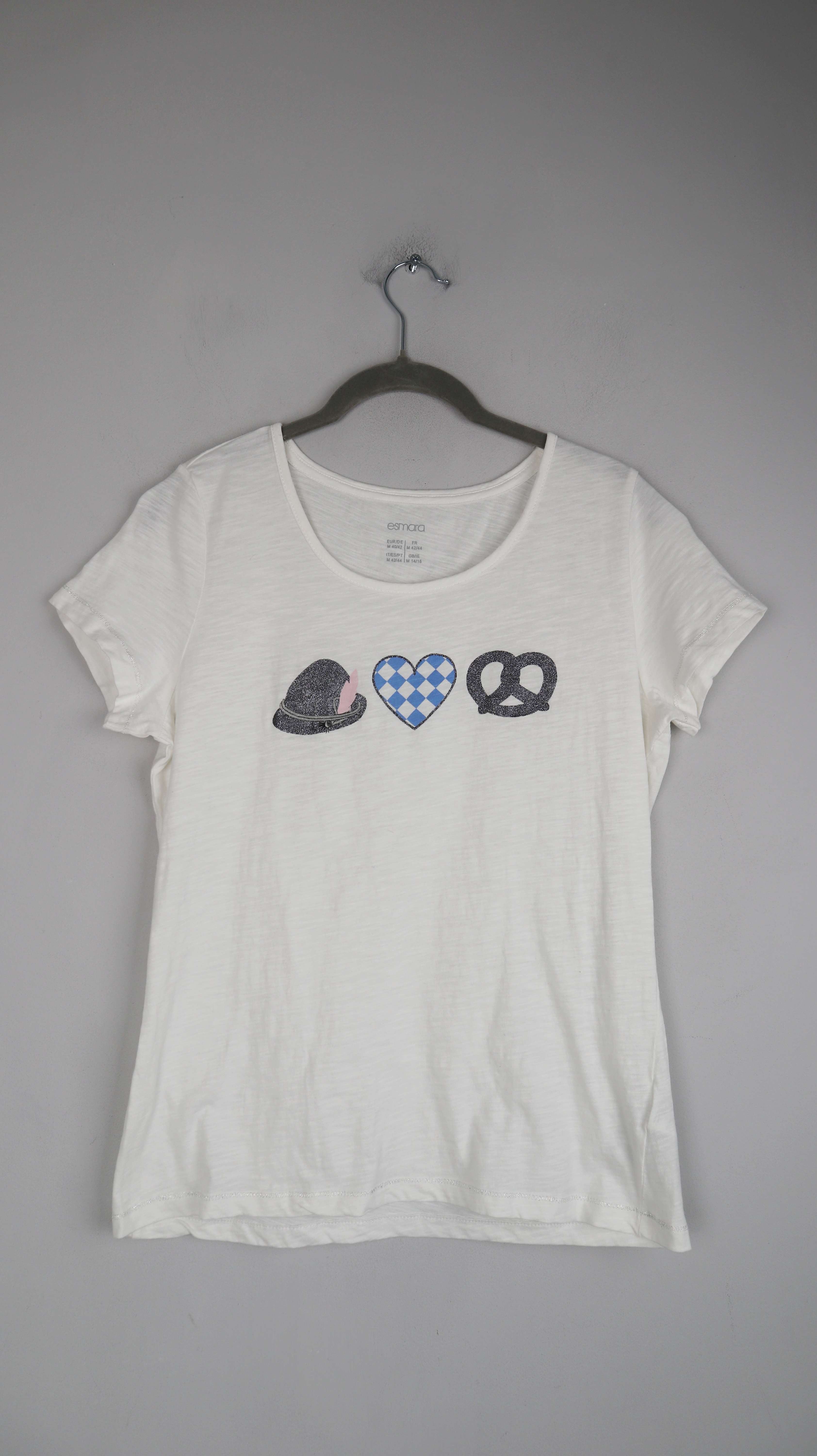 Esmara T-Shirt weiß 38 M Oktoberfest Wiesn Print bedruckt