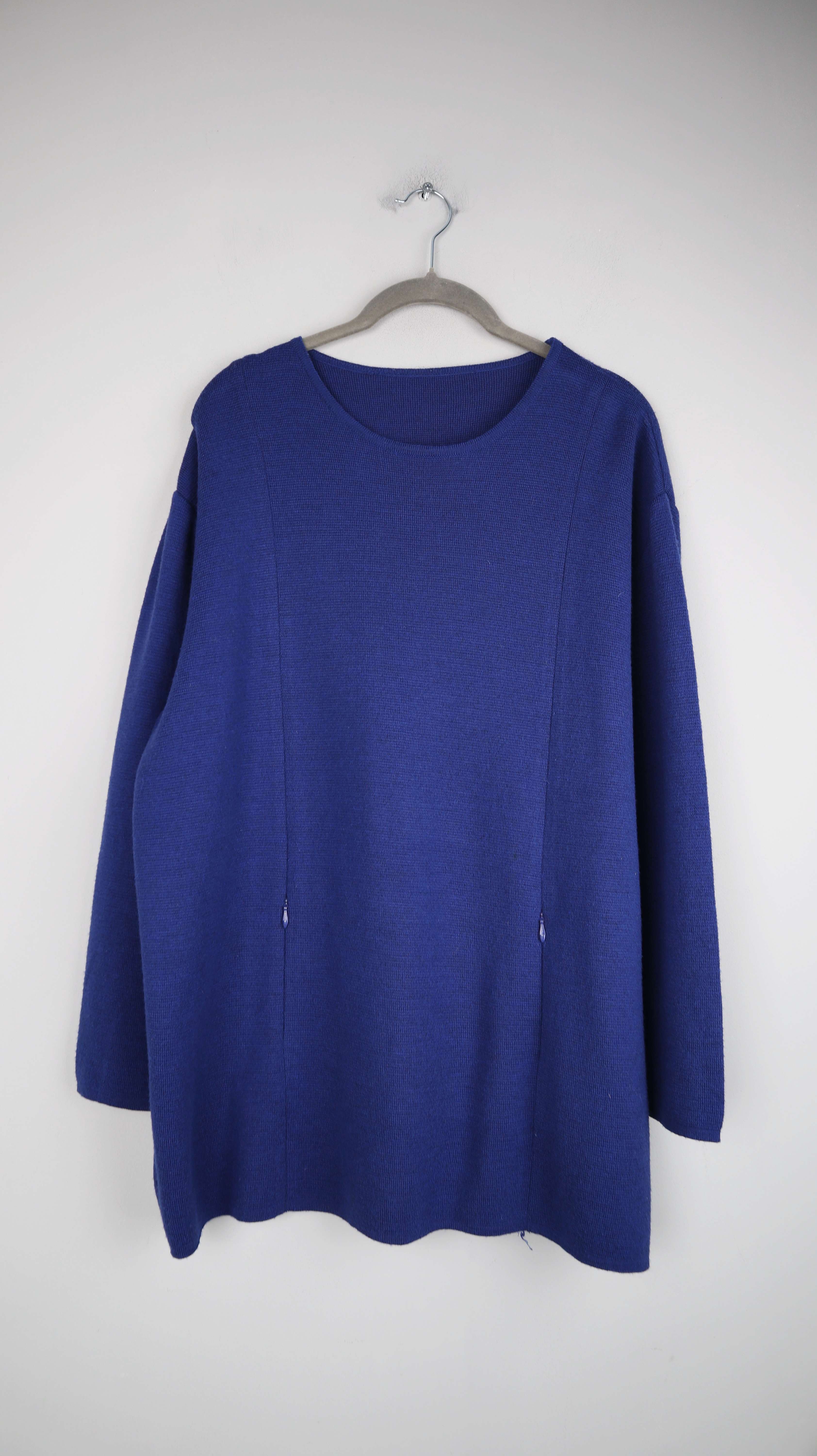 Pullover Sweater Blau Dunkelblau Merinowolle 40 L basic Strickpullover