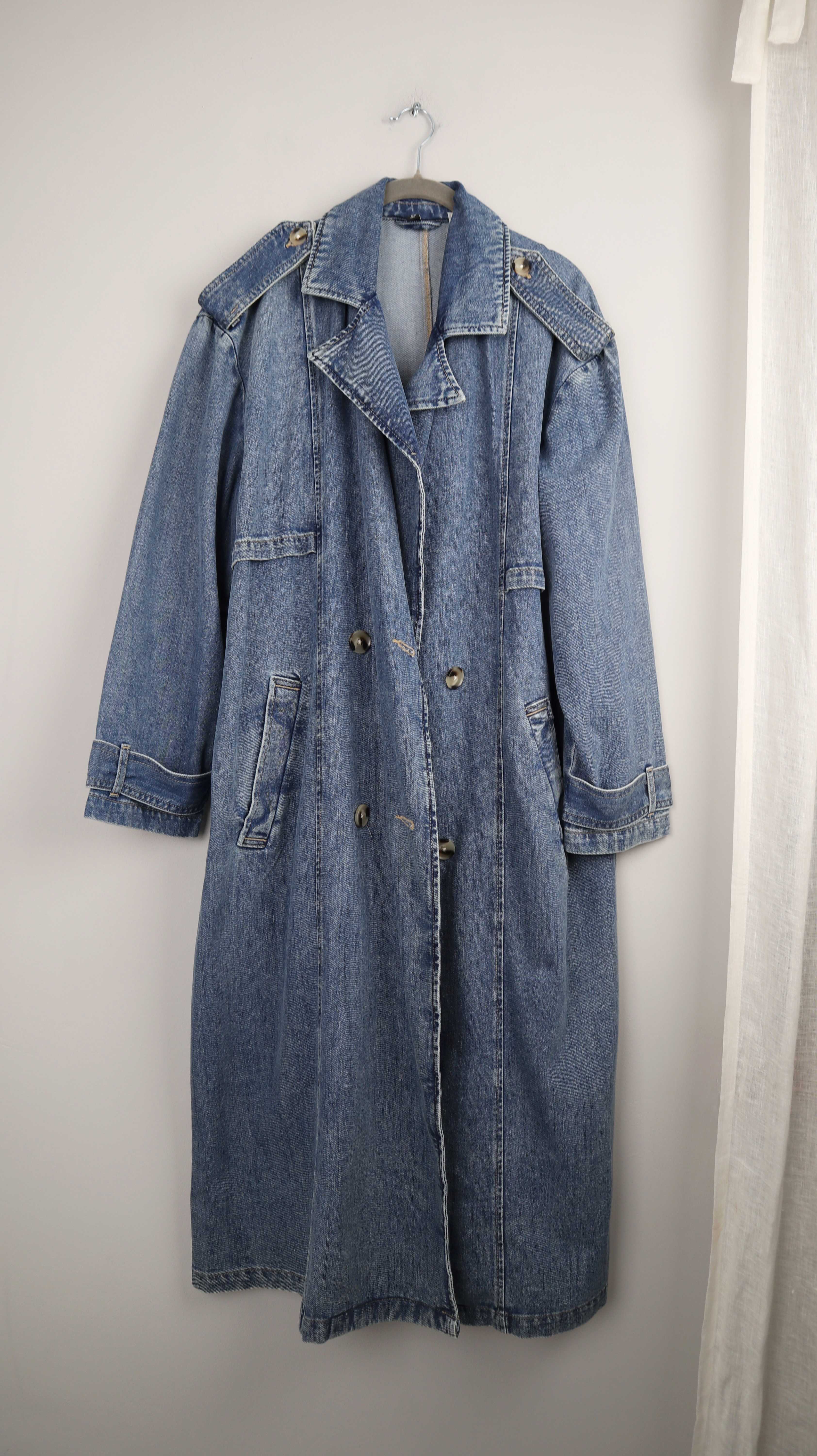H&M Trenchcoat Divided Jeans Denim Blau 38 M Mantel Jacke