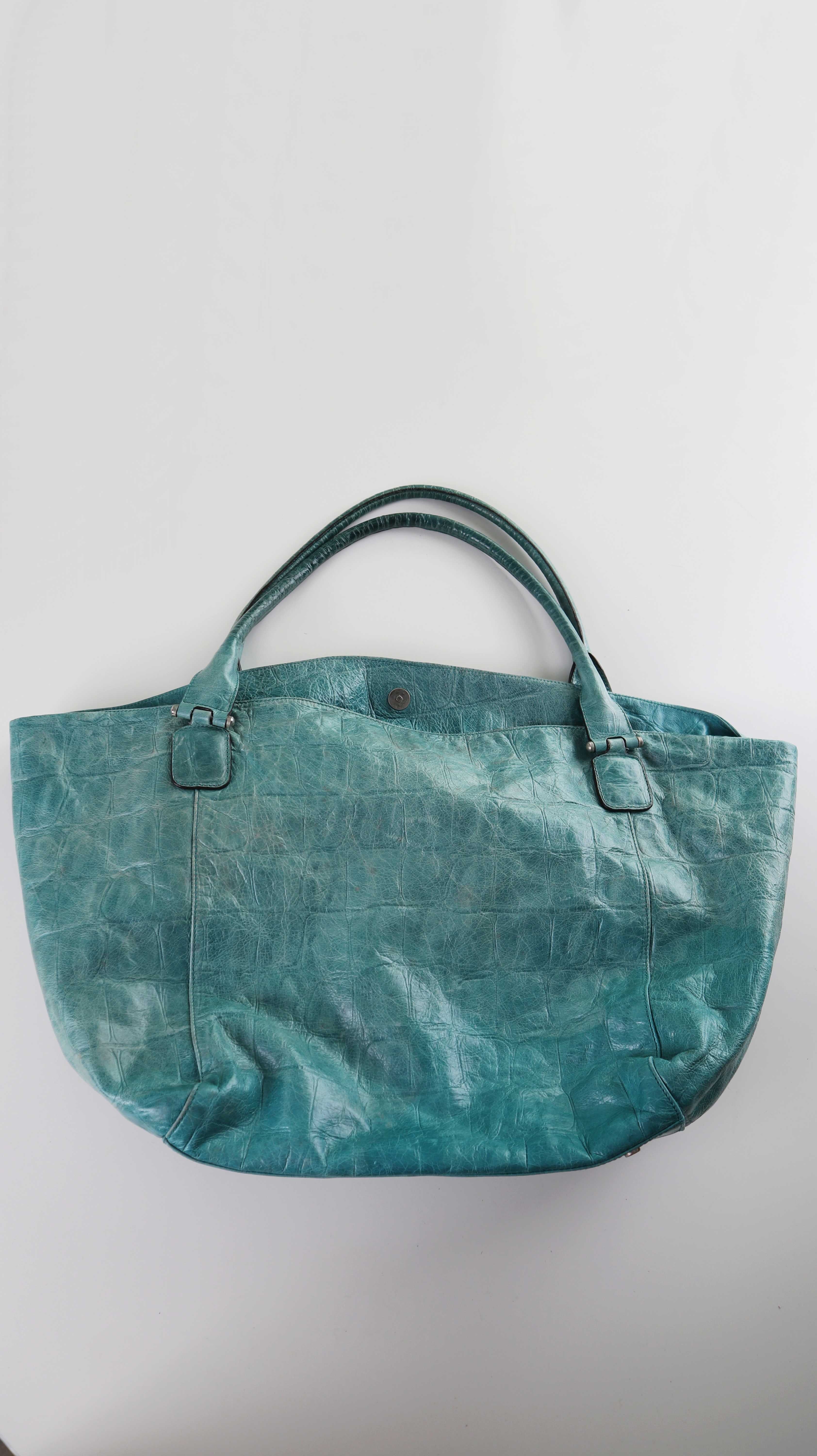 Abro Tasche Handtasche Leder Ledertasche Türkis Blau Shopper Schultertasche