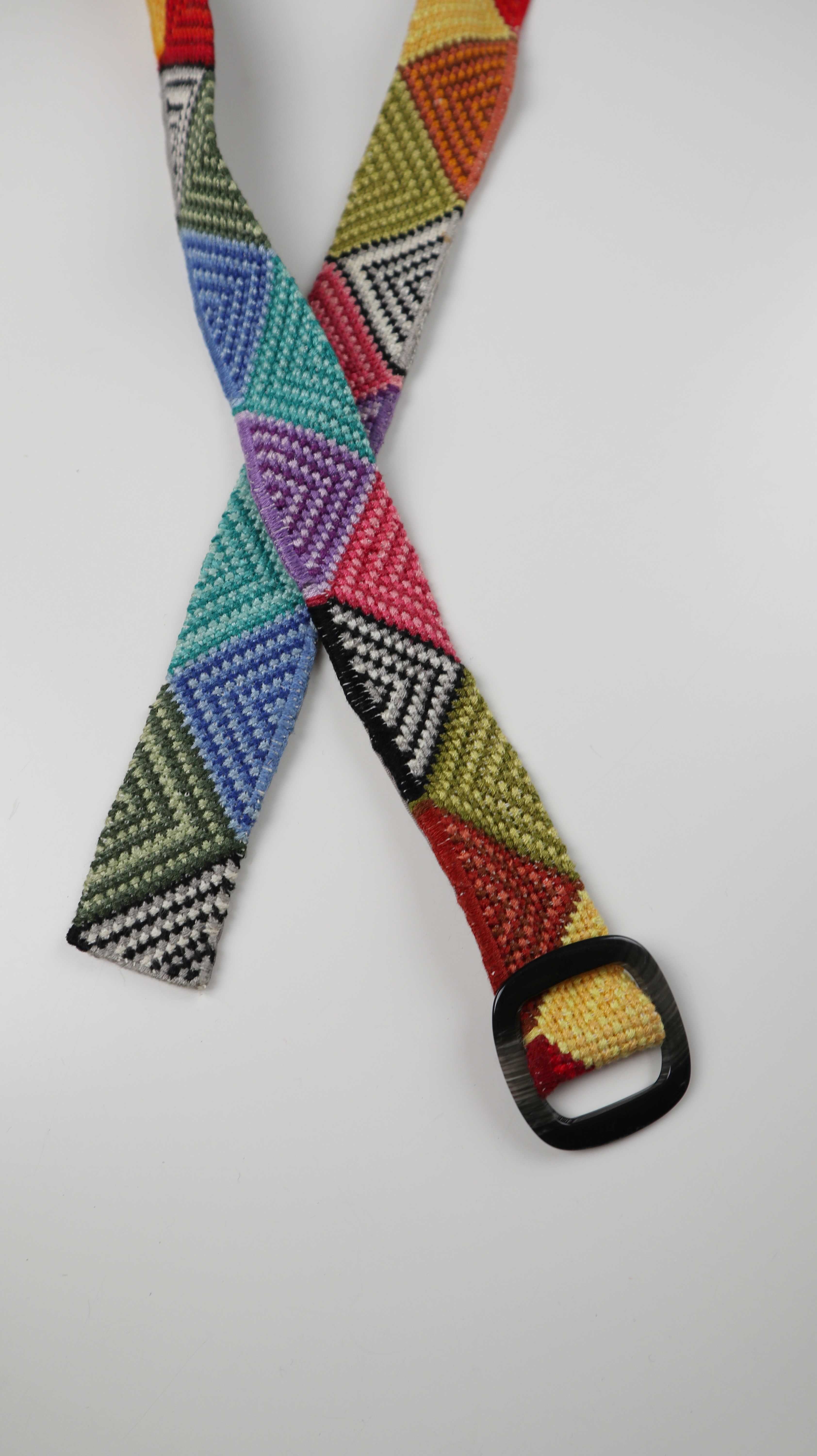 Gürtel bestickt Handbestickt bunt handmade Rauten